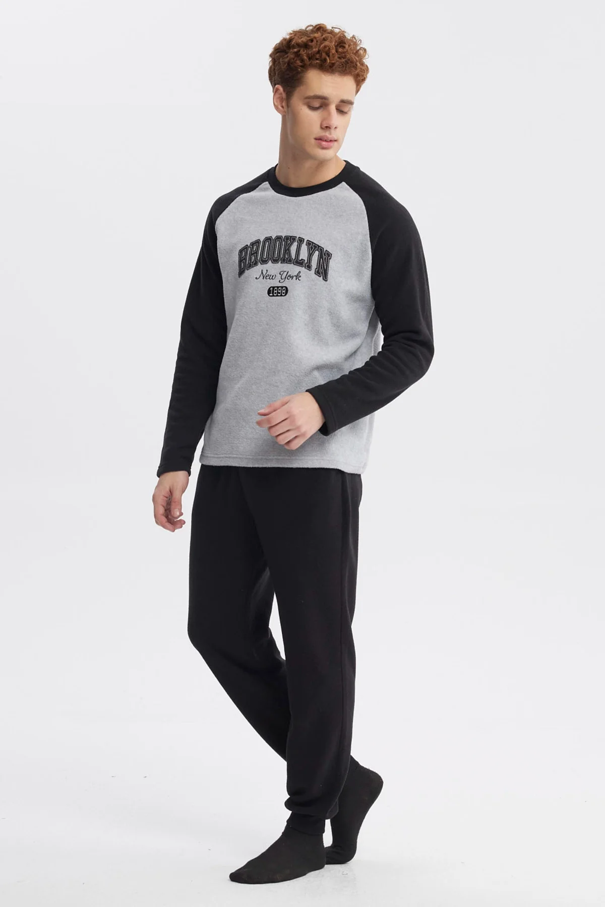 Pijama Hombre Pijama Polera Y Pantalón Negro - Image 2