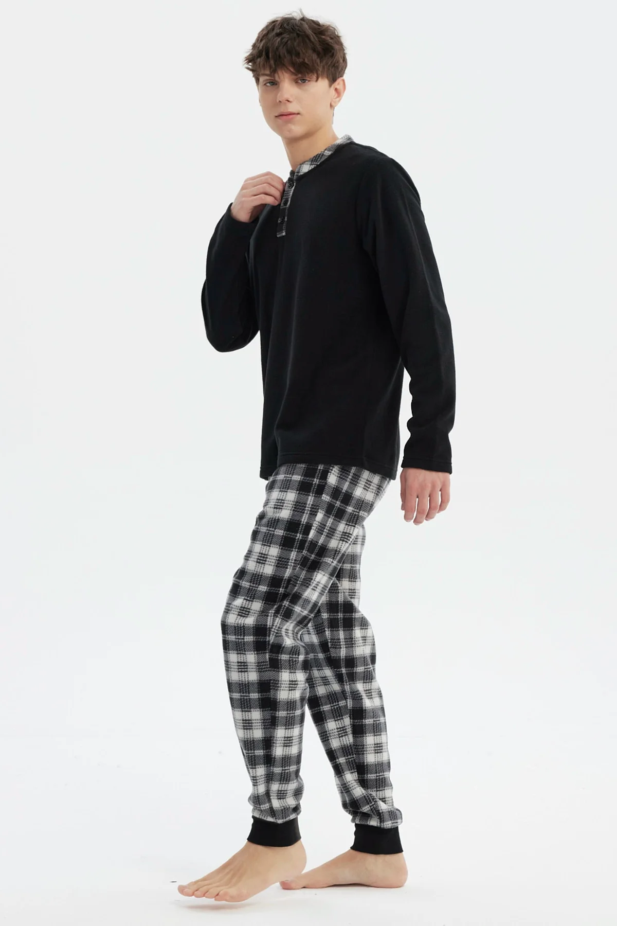 Pijama Hombre Pijama Polera Y Pantalón Negro - Image 2