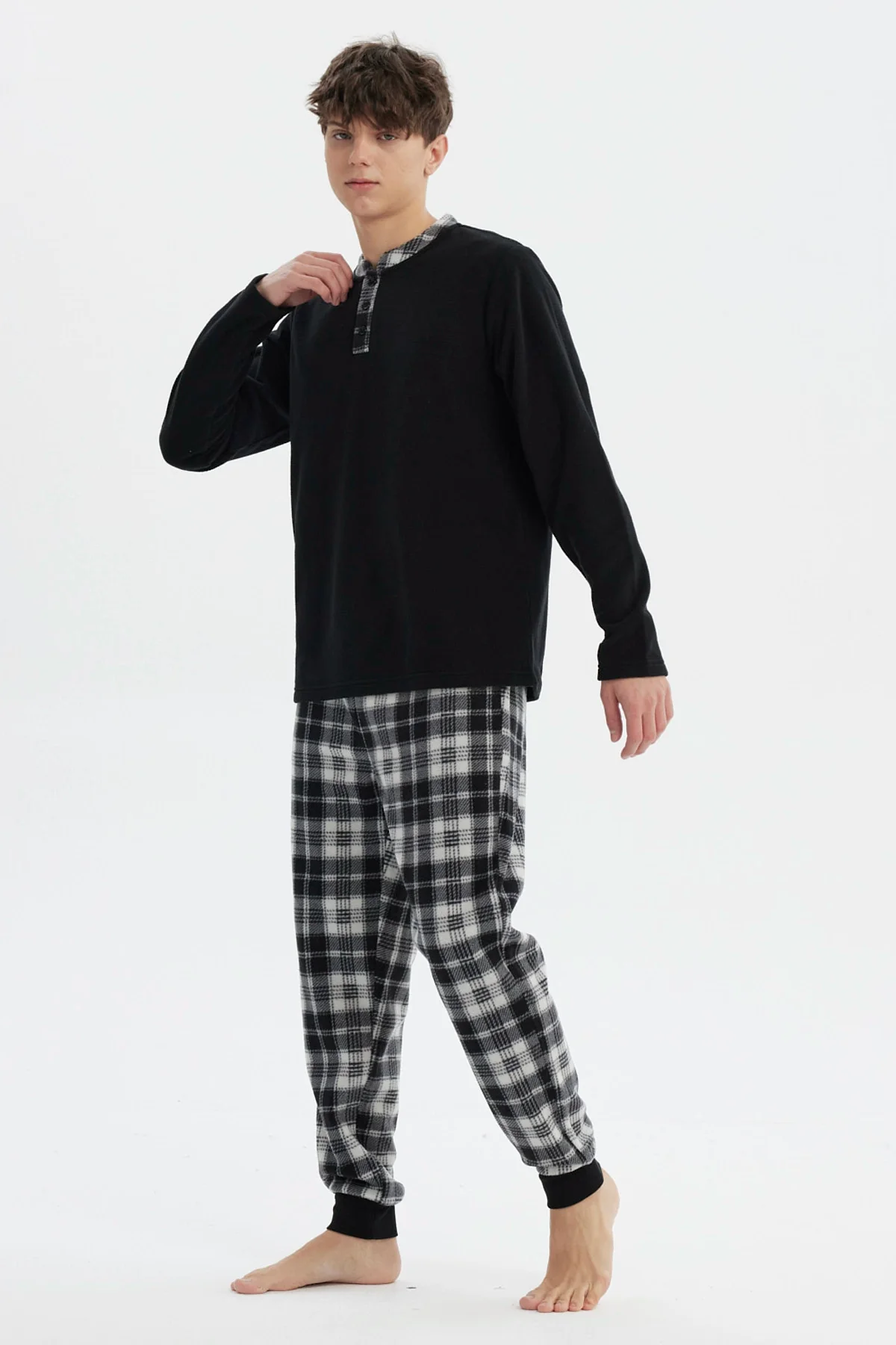 Pijama Hombre Pijama Polera Y Pantalón Negro - Image 3