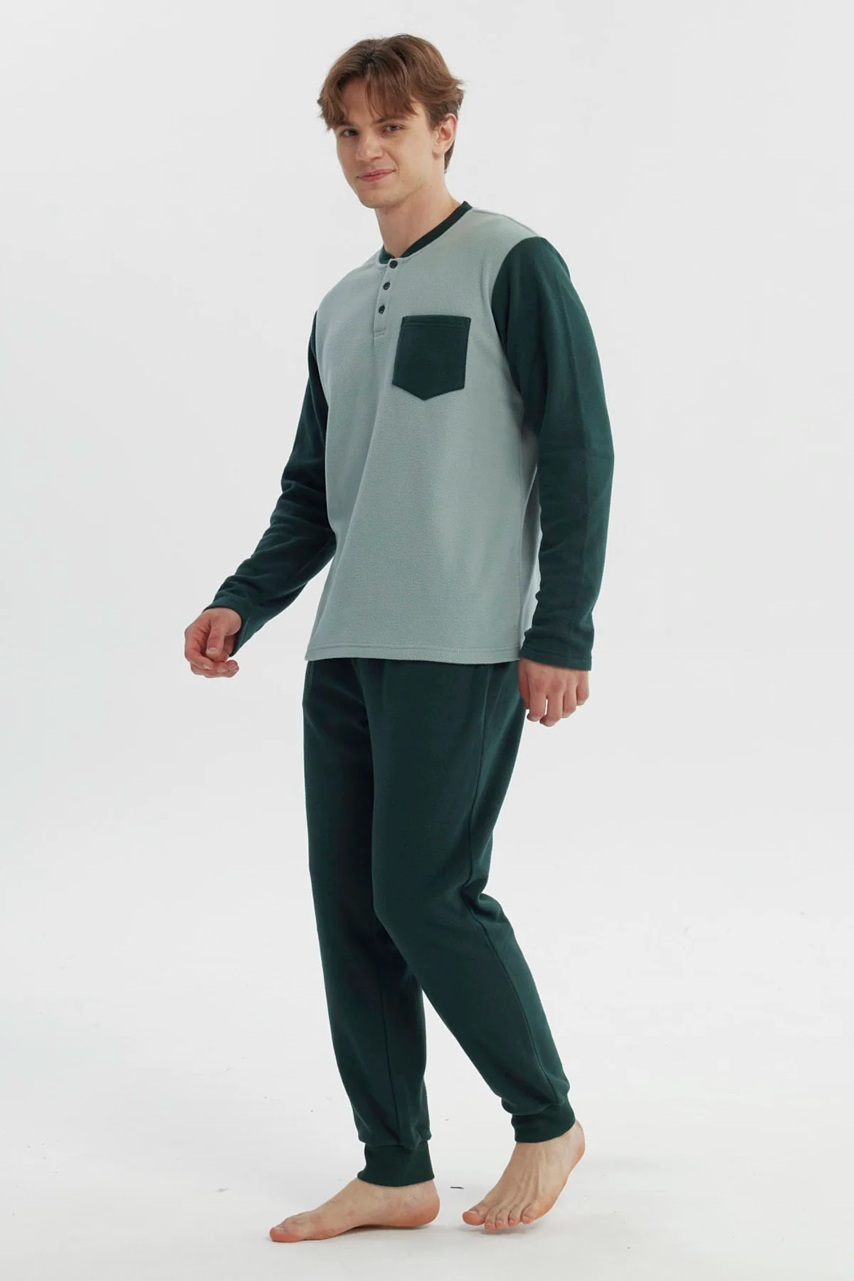 Pijama Hombre Pijama Polera Y Pantalón Verde - Image 4