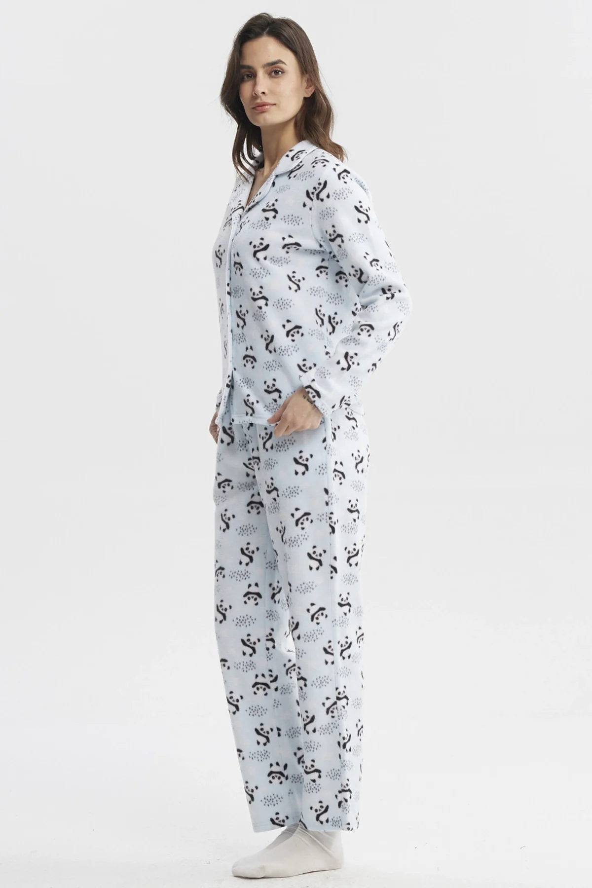 Pijama Mujer Cuello V Celeste - Image 2