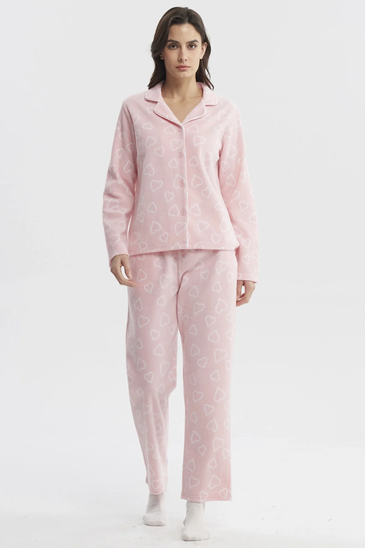 Pijama Mujer Cuello V Rosado