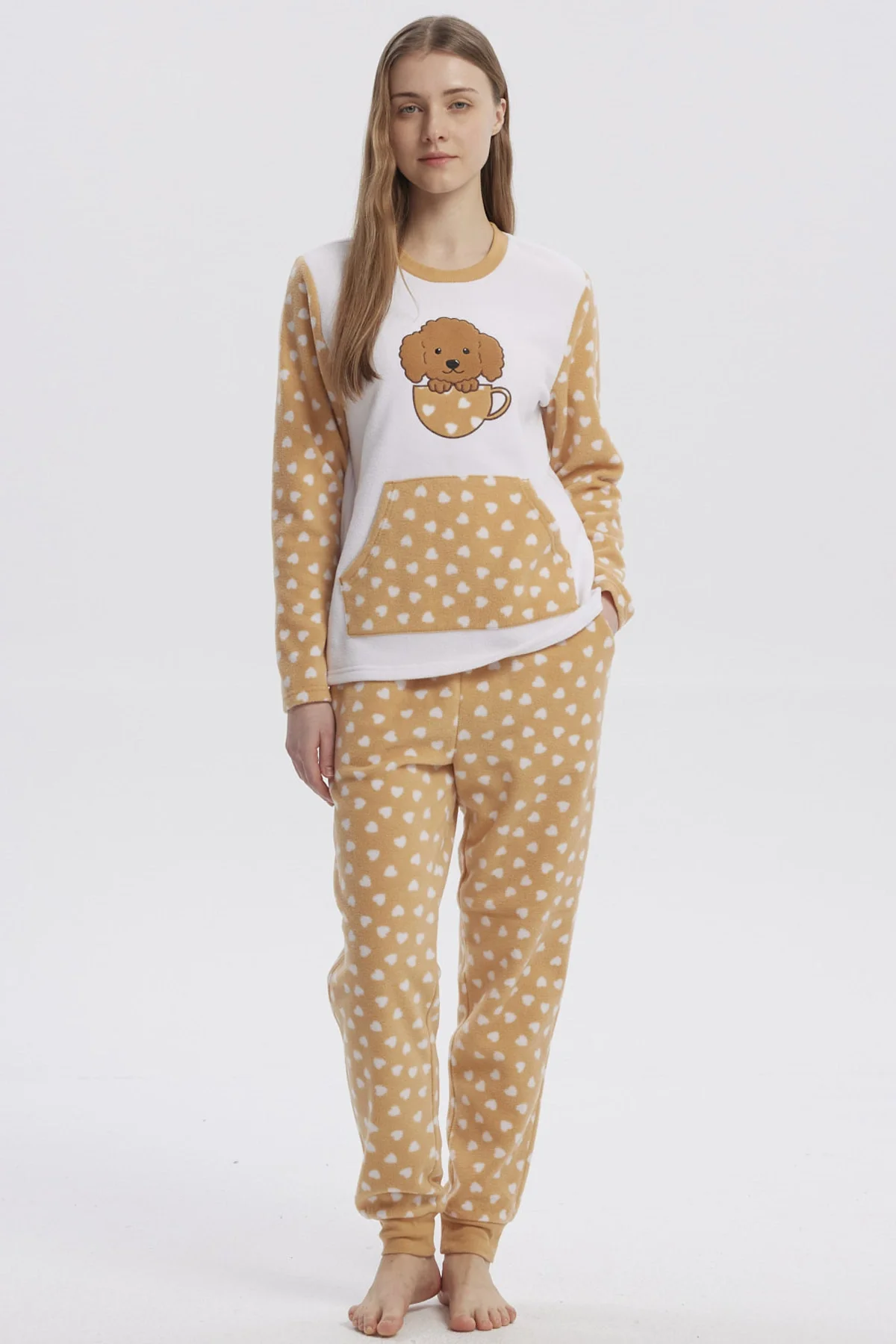 Pijama Mujer Pijama Polera Y Pantalón Beige