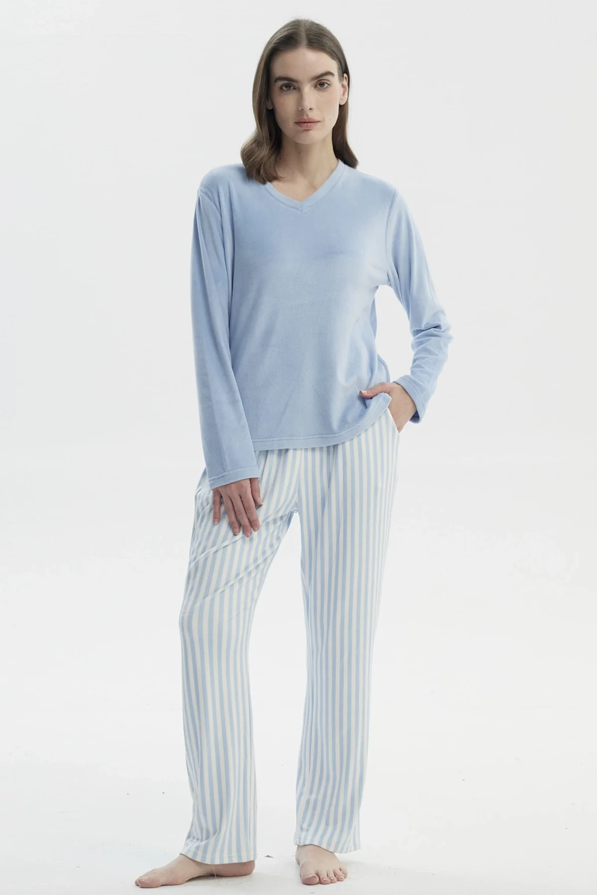 Pijama Mujer Polera Y Pantalón Celeste