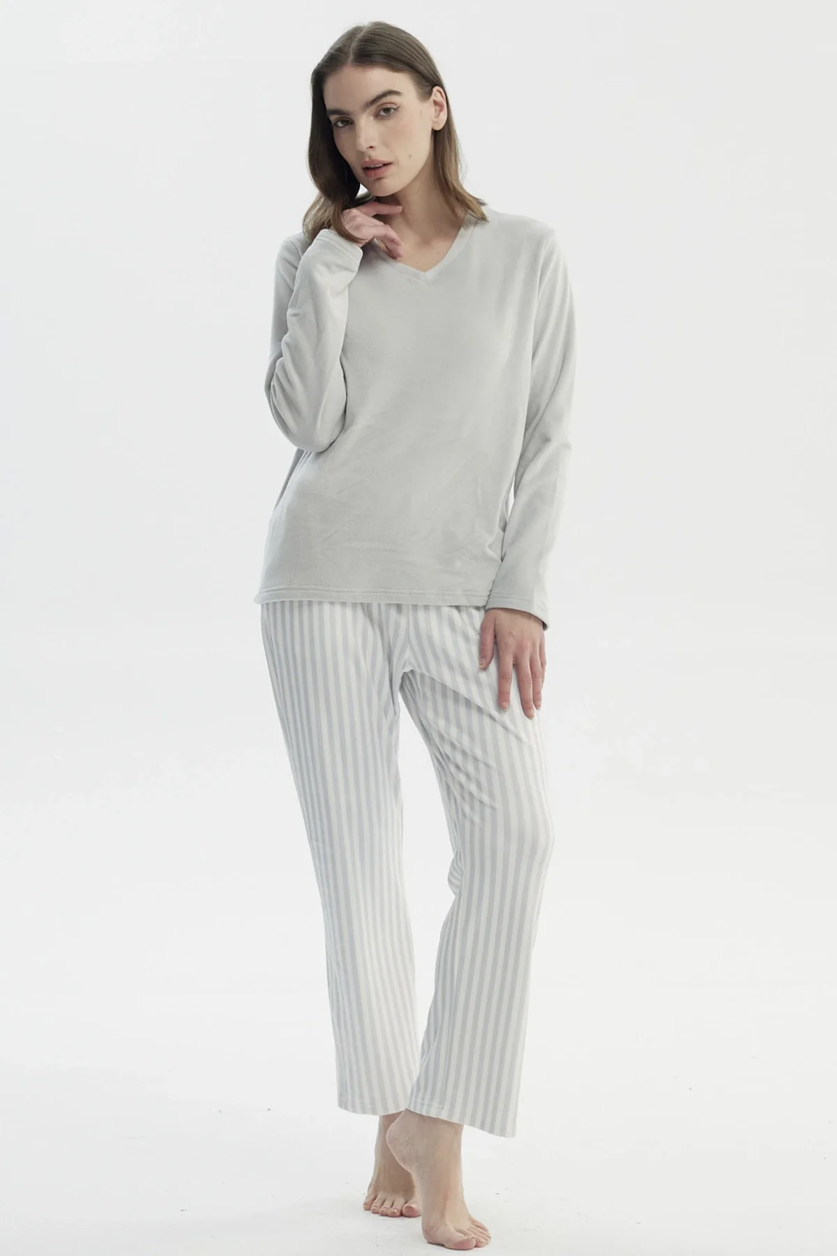 Pijama Mujer Polera Y Pantalón Gris