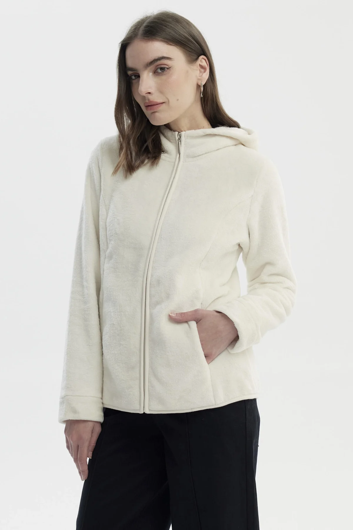 Polar Mujer Básico Plush Con Cierre Crema - Image 2
