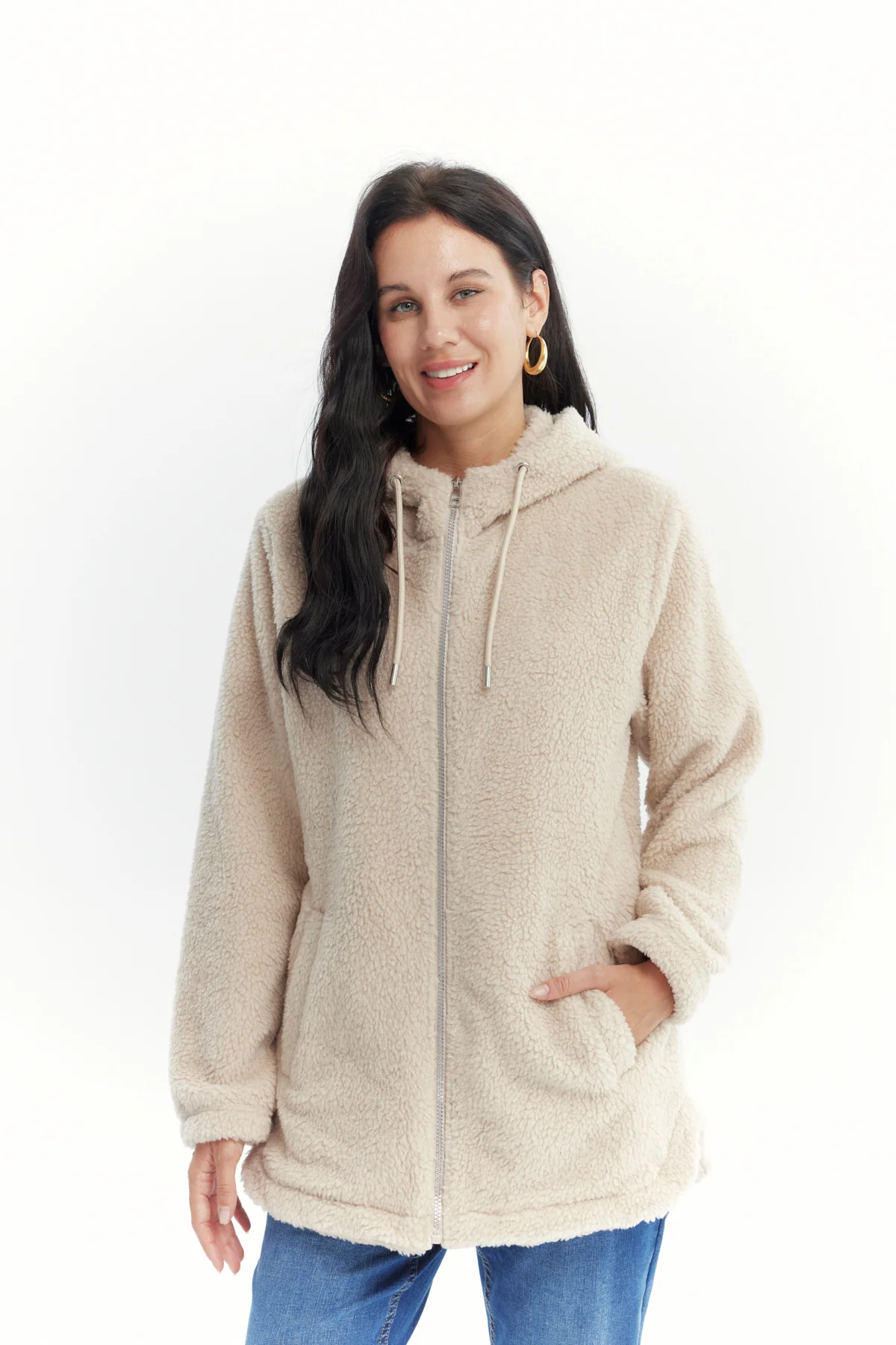 Polar Mujer Con Aplicación Beige