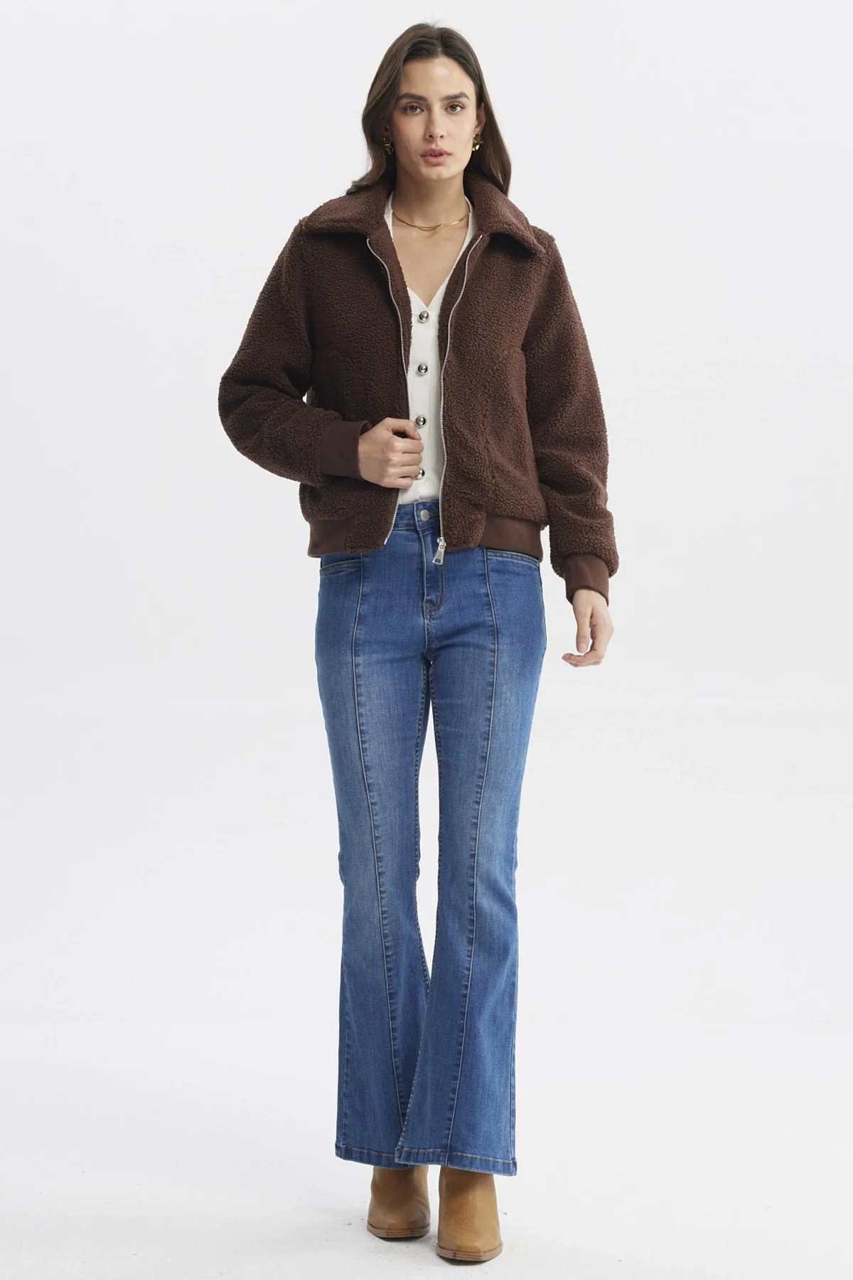 Polar Mujer Cuello Camisero Café Claro - Image 4