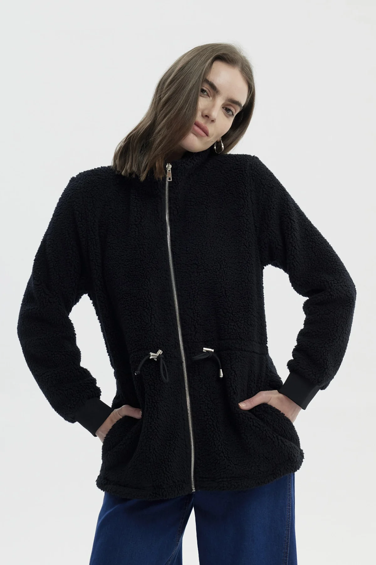 Polar Mujer Cuello Camisero Negro