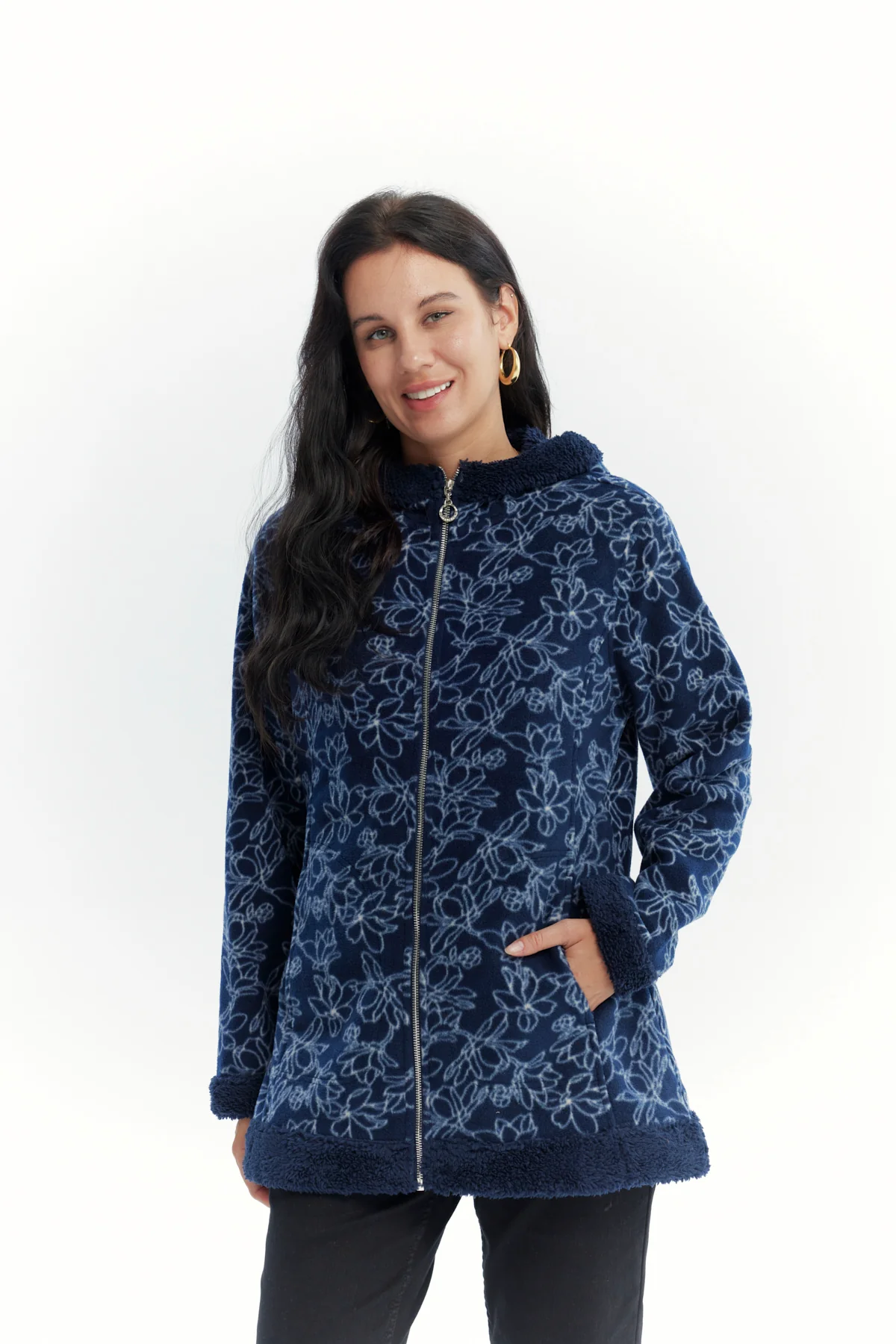 Polar Mujer Full Print Azul Oscuro