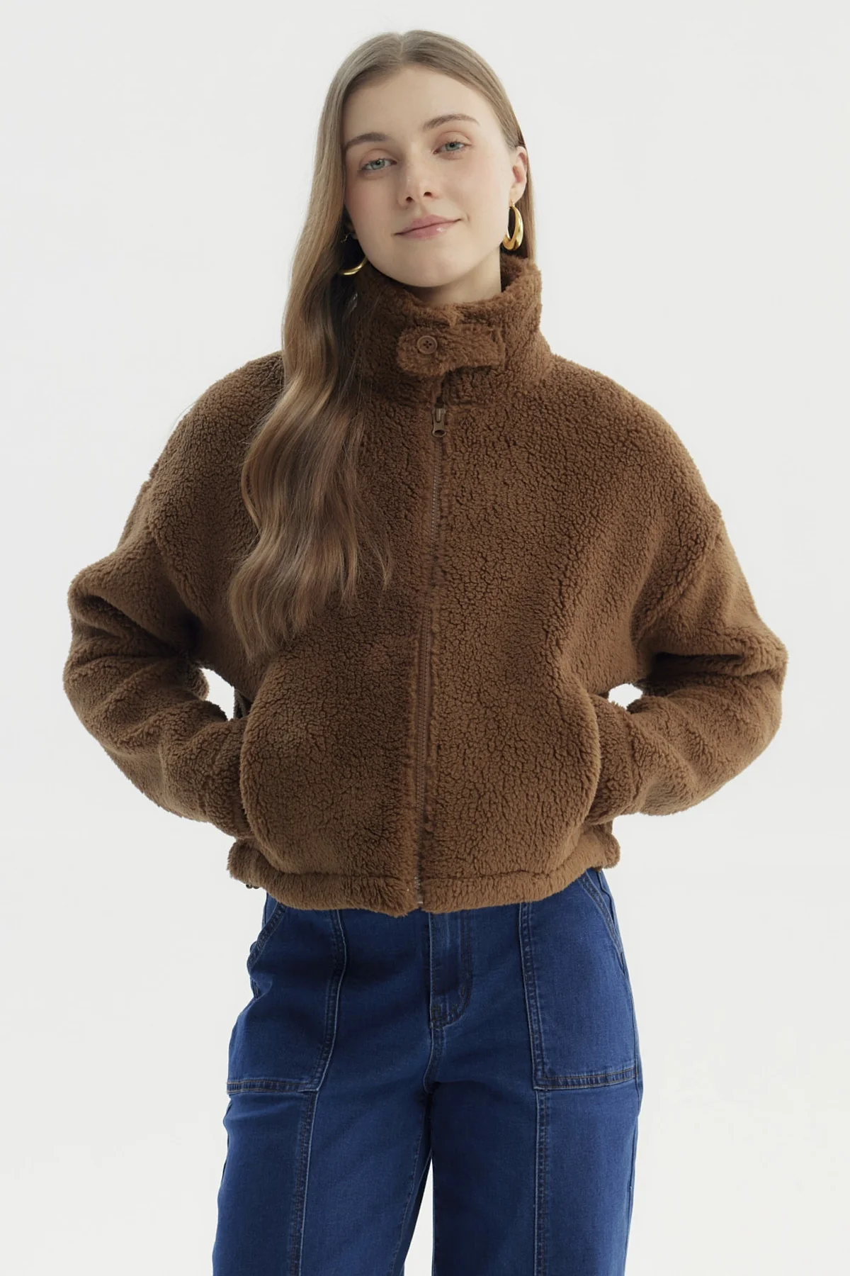 Polar Mujer Peludo Camel Oscuro