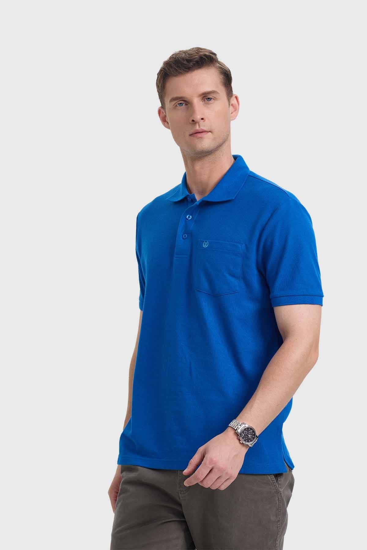 Polera Hombre Básica Piqué Azul - Image 2
