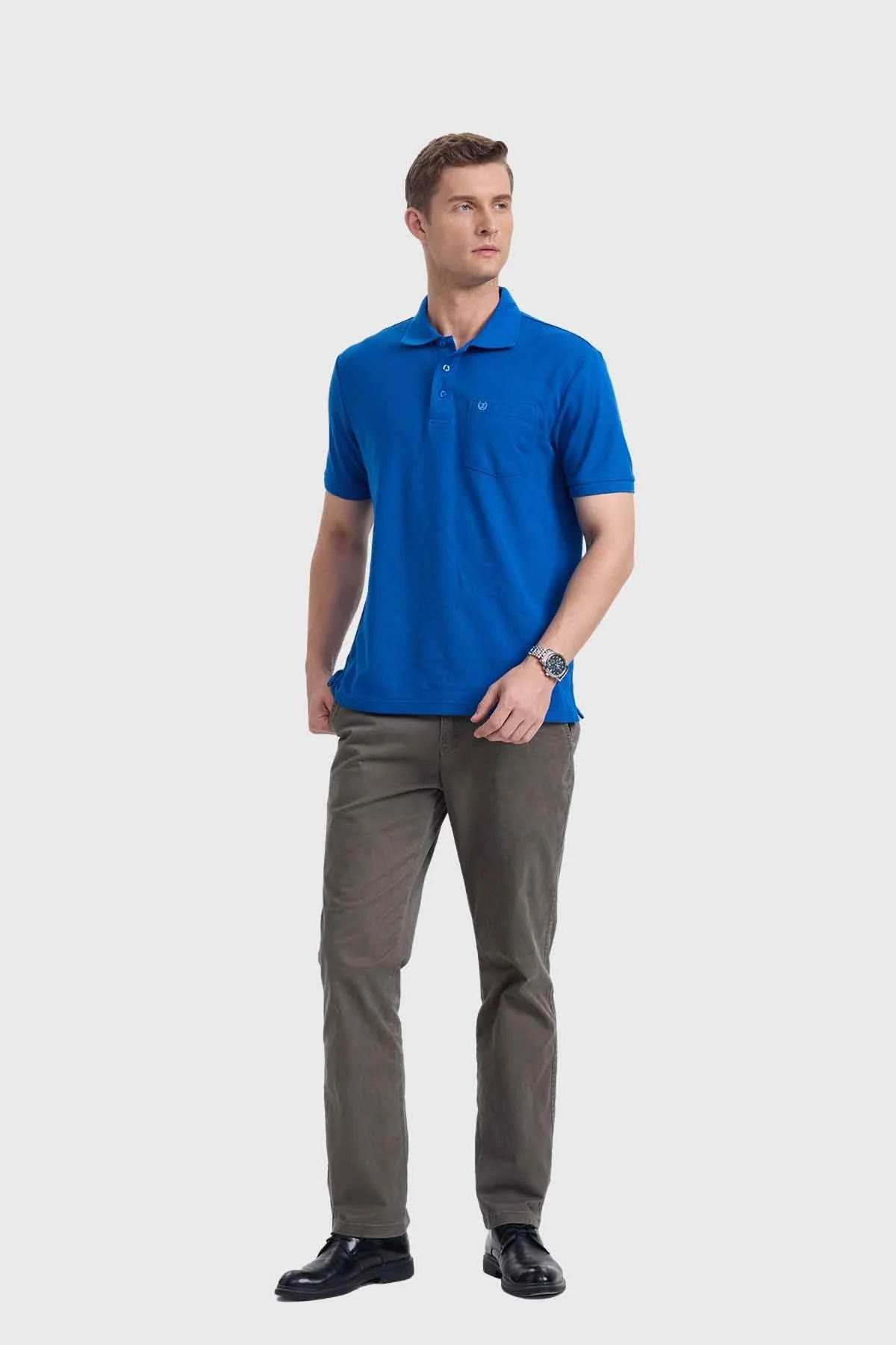 Polera Hombre Básica Piqué Azul - Image 4