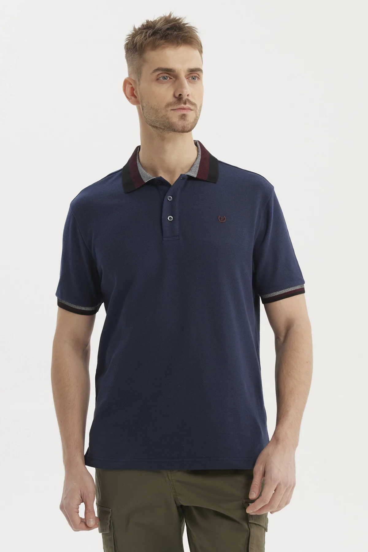 Polera Hombre Cuello Polo Azul Marino