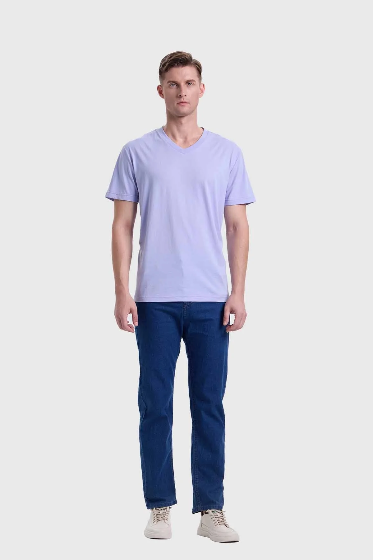 Polera Hombre Cuello V Básica Lila - Image 4