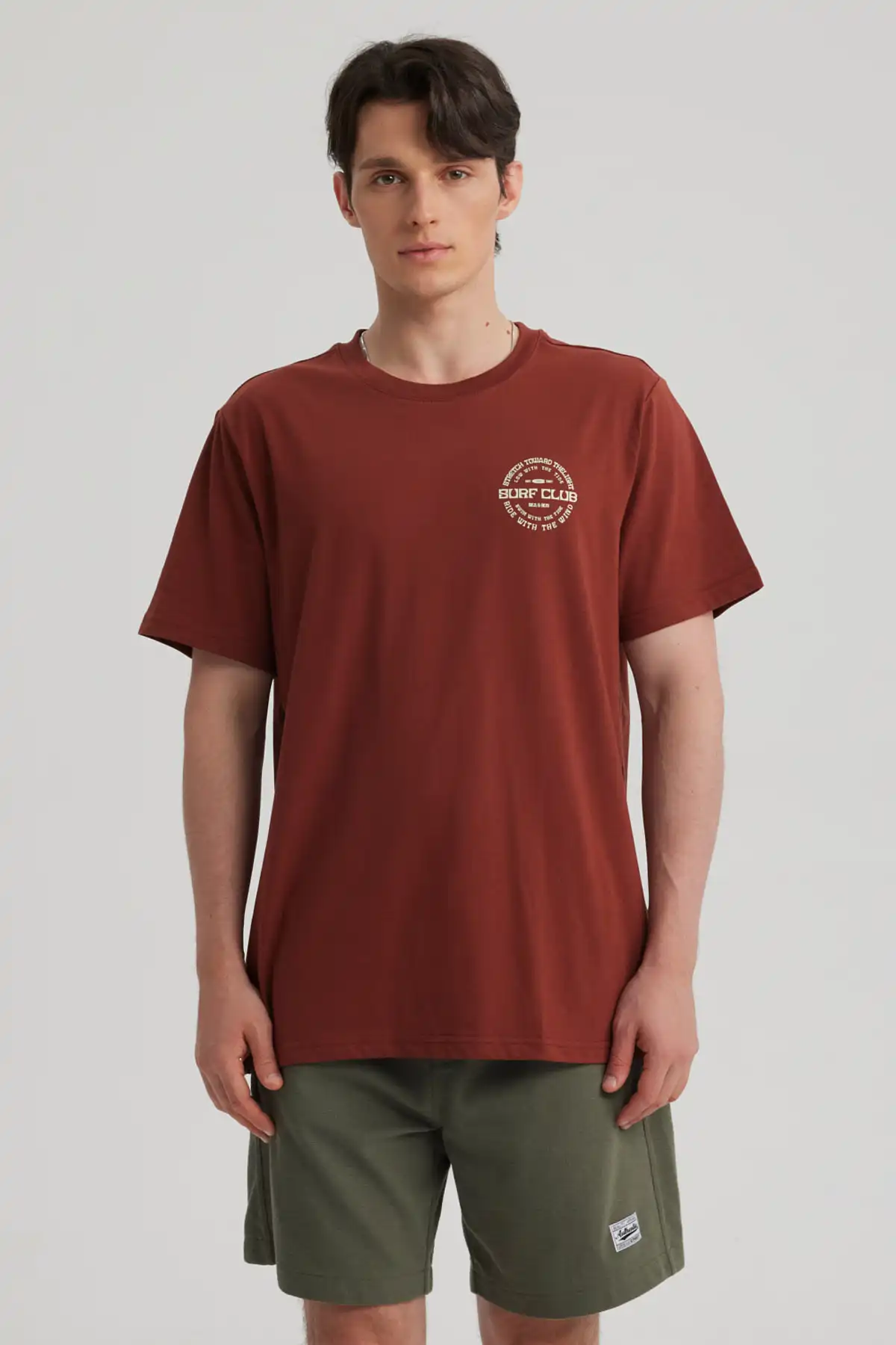 Polera Hombre Doble Print Ocre