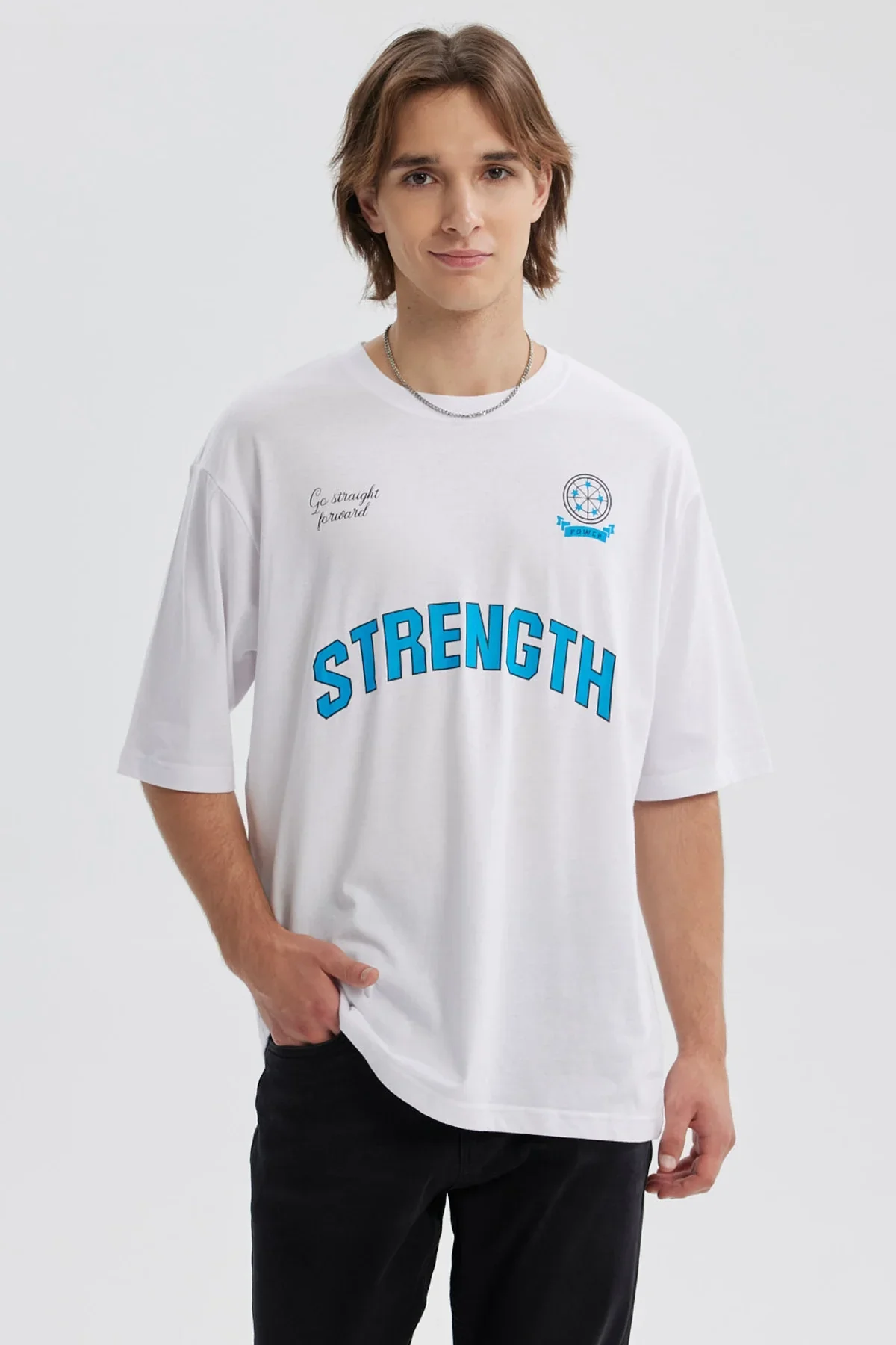 Polera Hombre Estampado Blanco