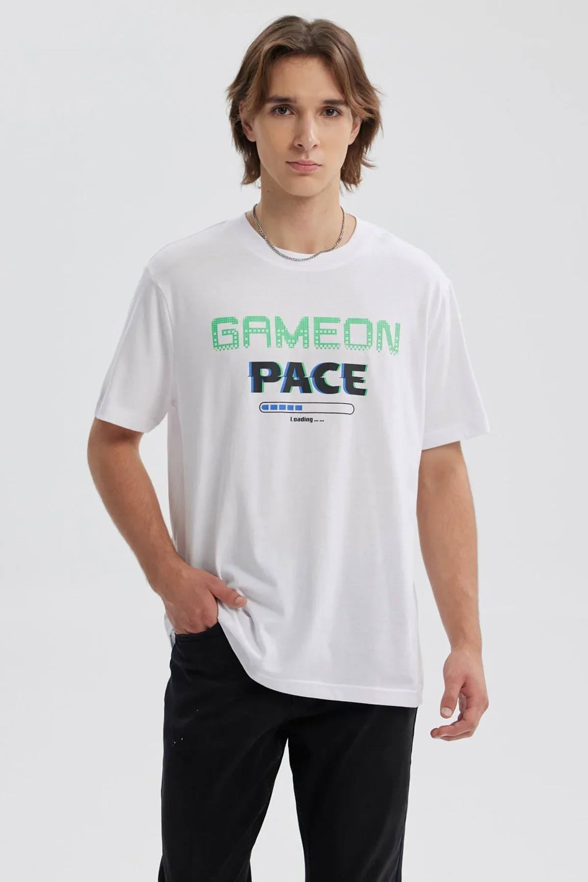 Polera Hombre Estampado Blanco
