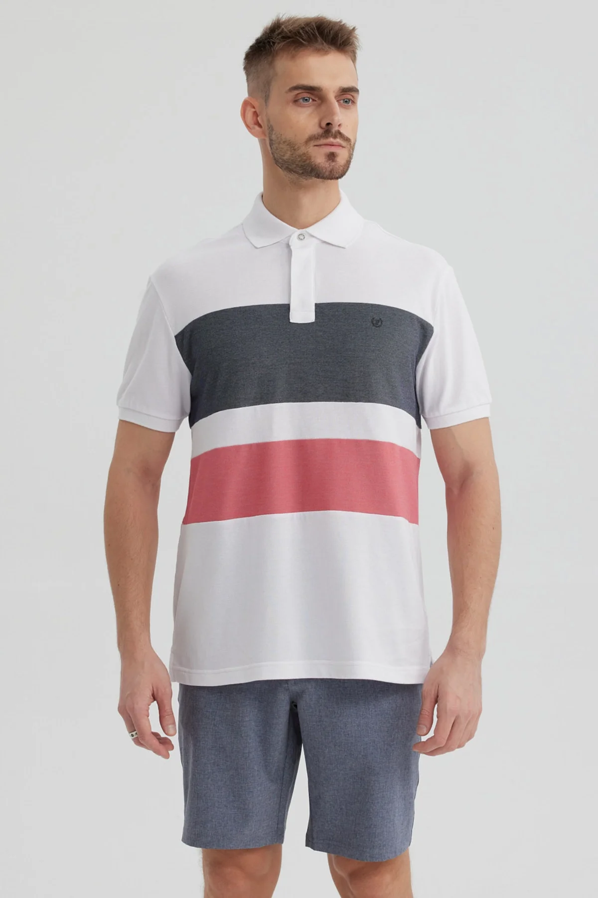Polera Hombre Franjas Horizontales Rojo