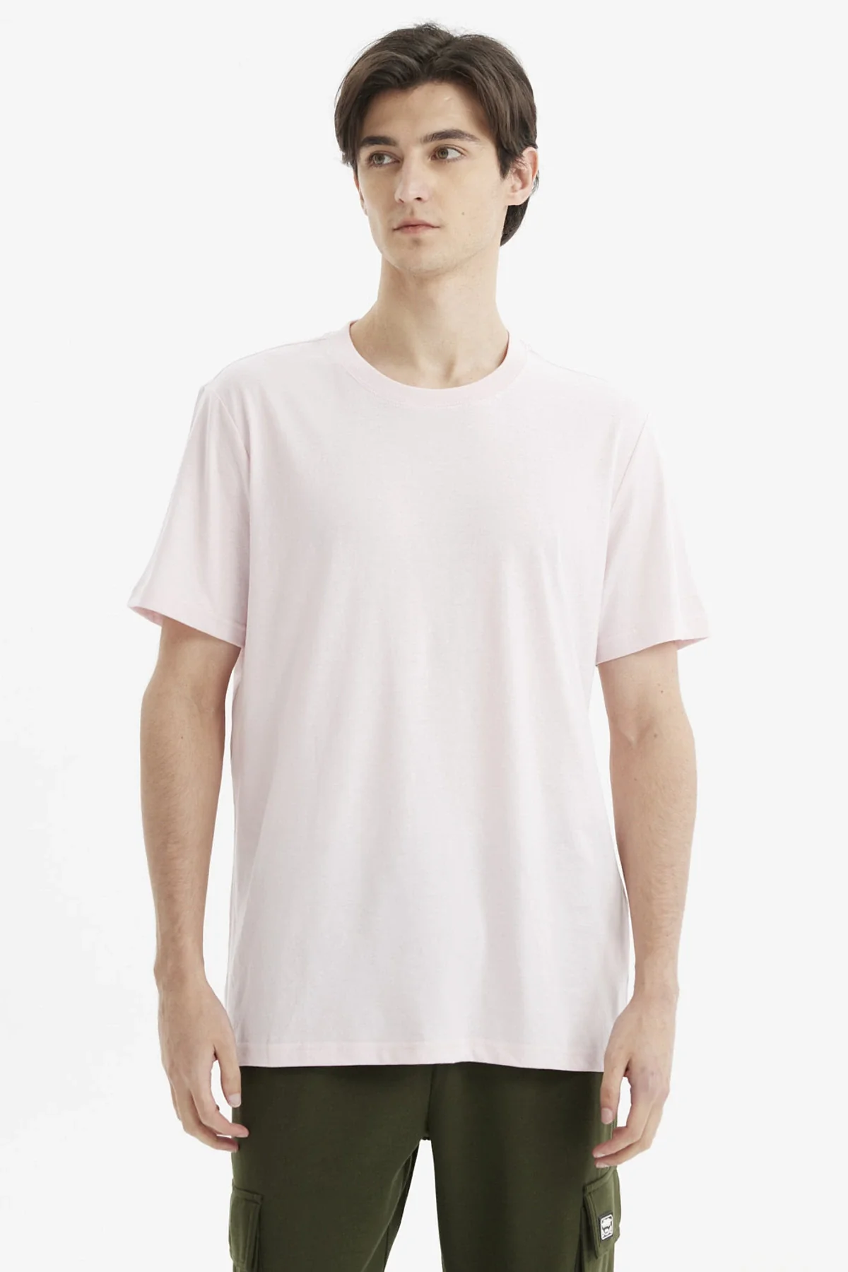 Polera Hombre Long Fit Básica Rosado Claro