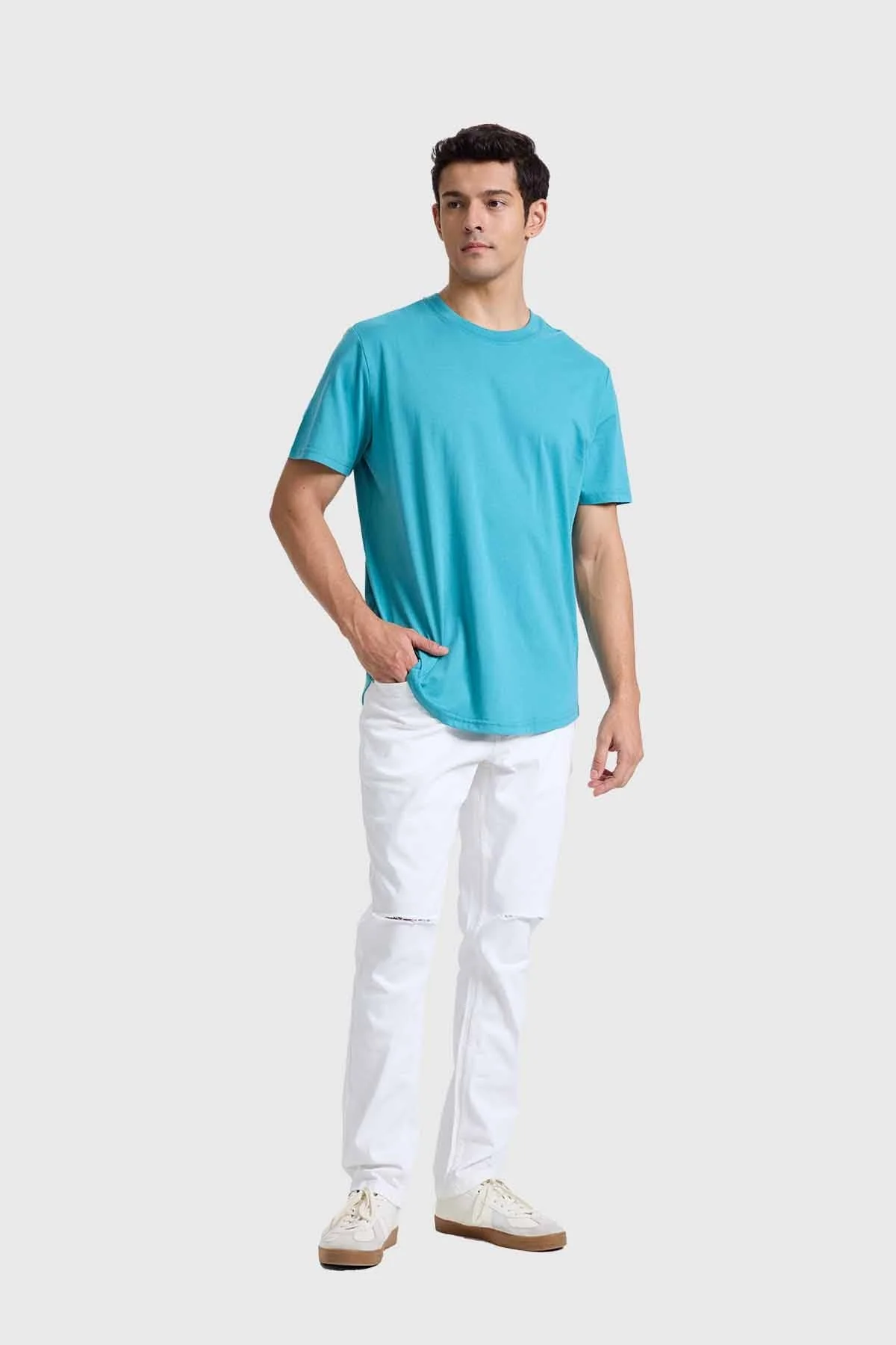 Polera Hombre Long Fit Básica Turquesa - Image 3