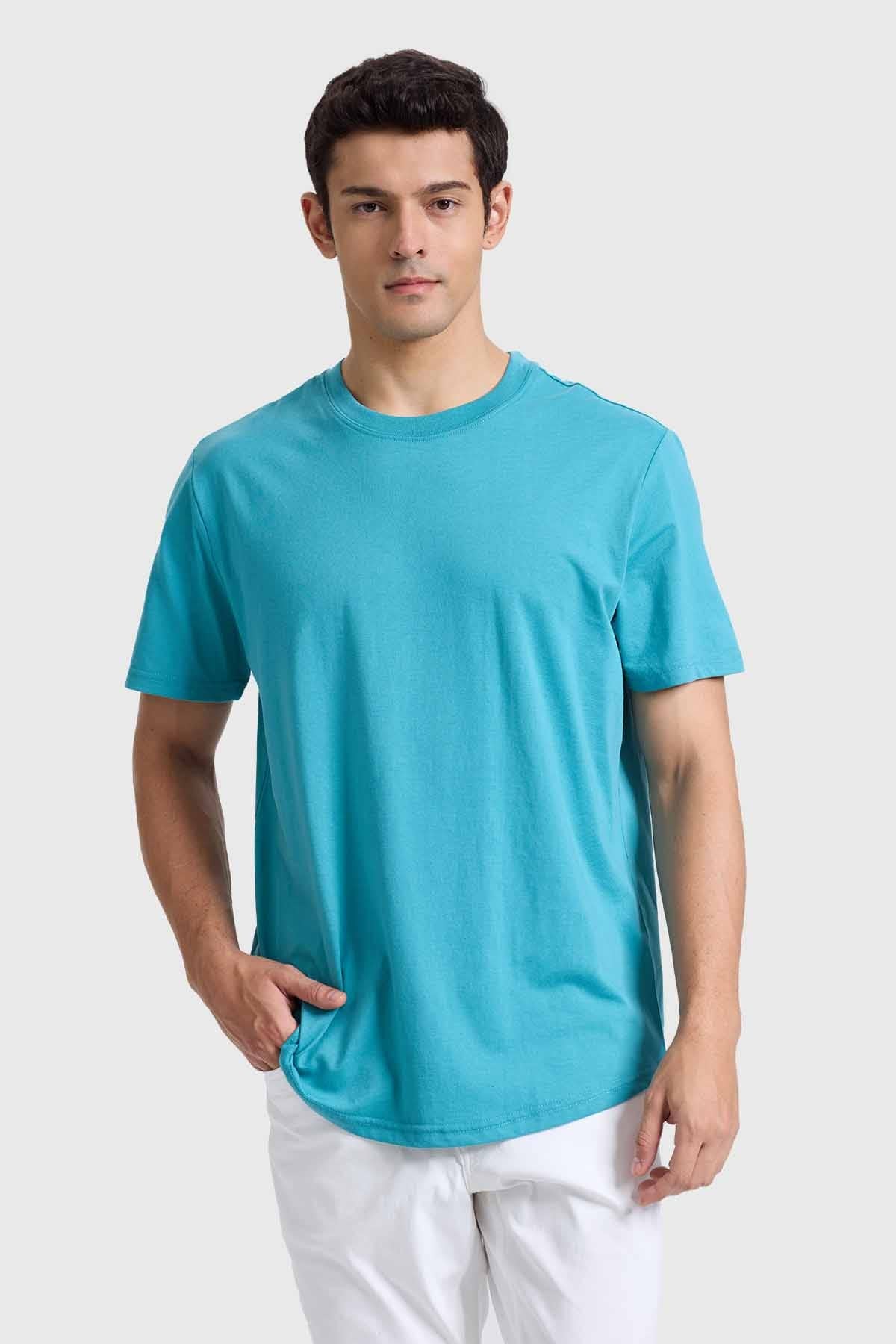 Polera Hombre Long Fit Básica Turquesa - Image 5
