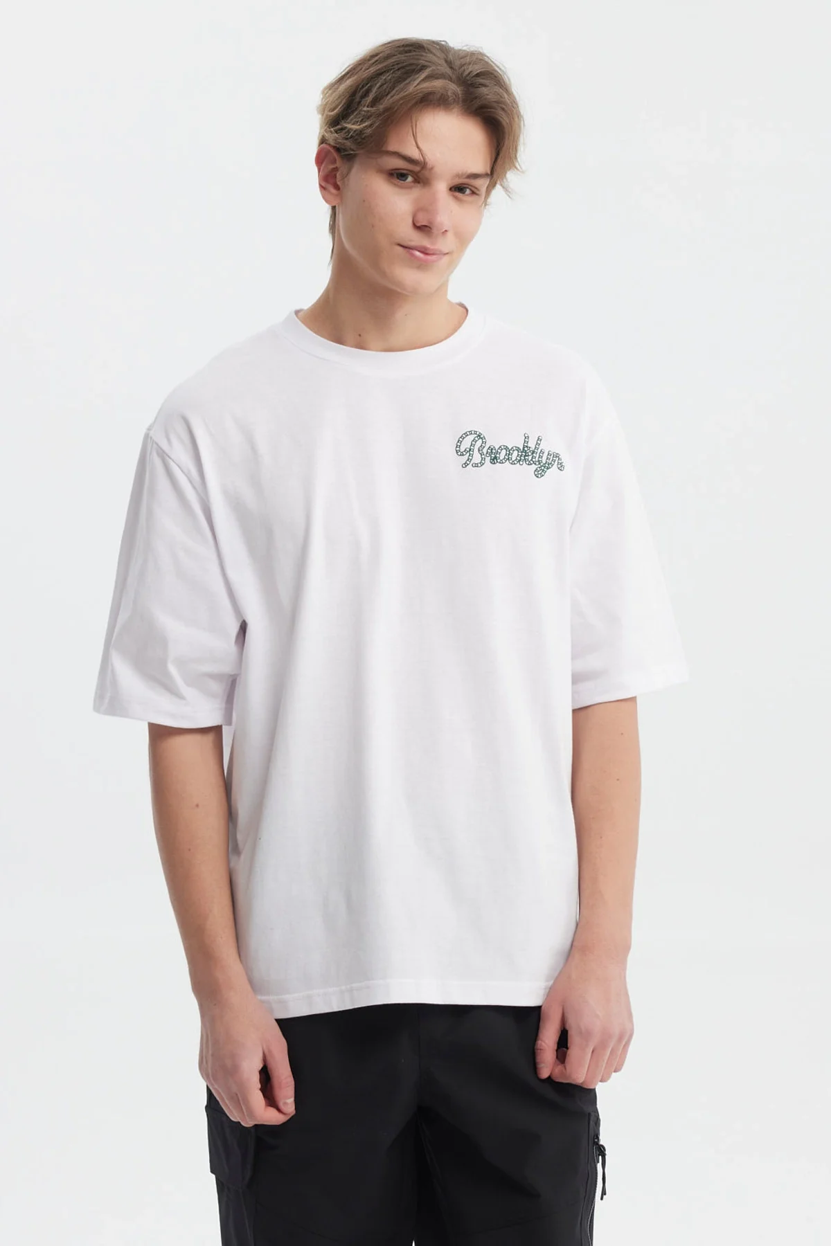Polera Hombre Oversize Doble Print Blanco