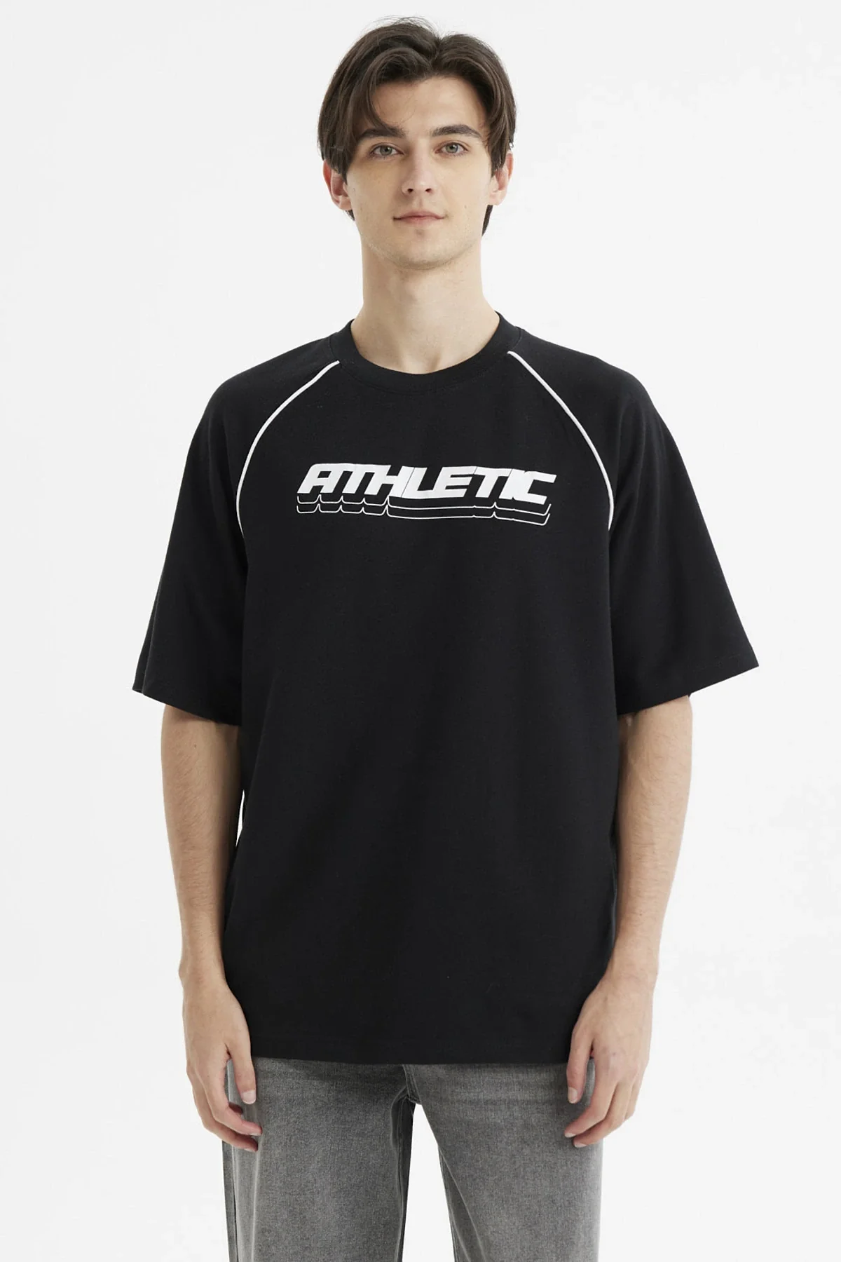 Polera Hombre Oversize Print Negro