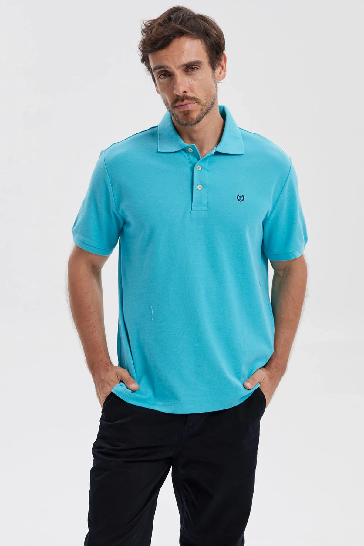 Polera Hombre Pique Básica Lisa Calipso