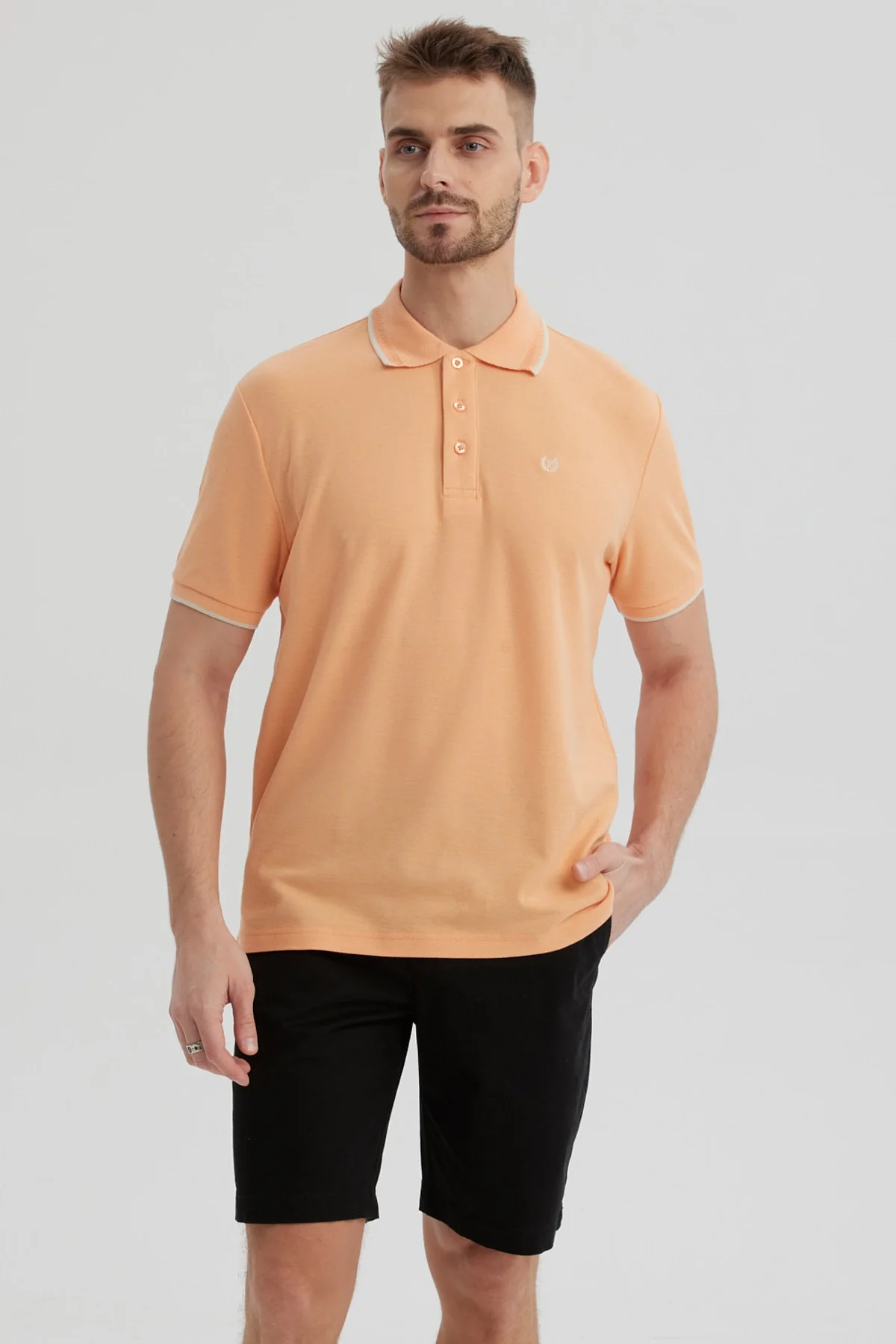 Polera Hombre Pique Básica Lisa Damasco