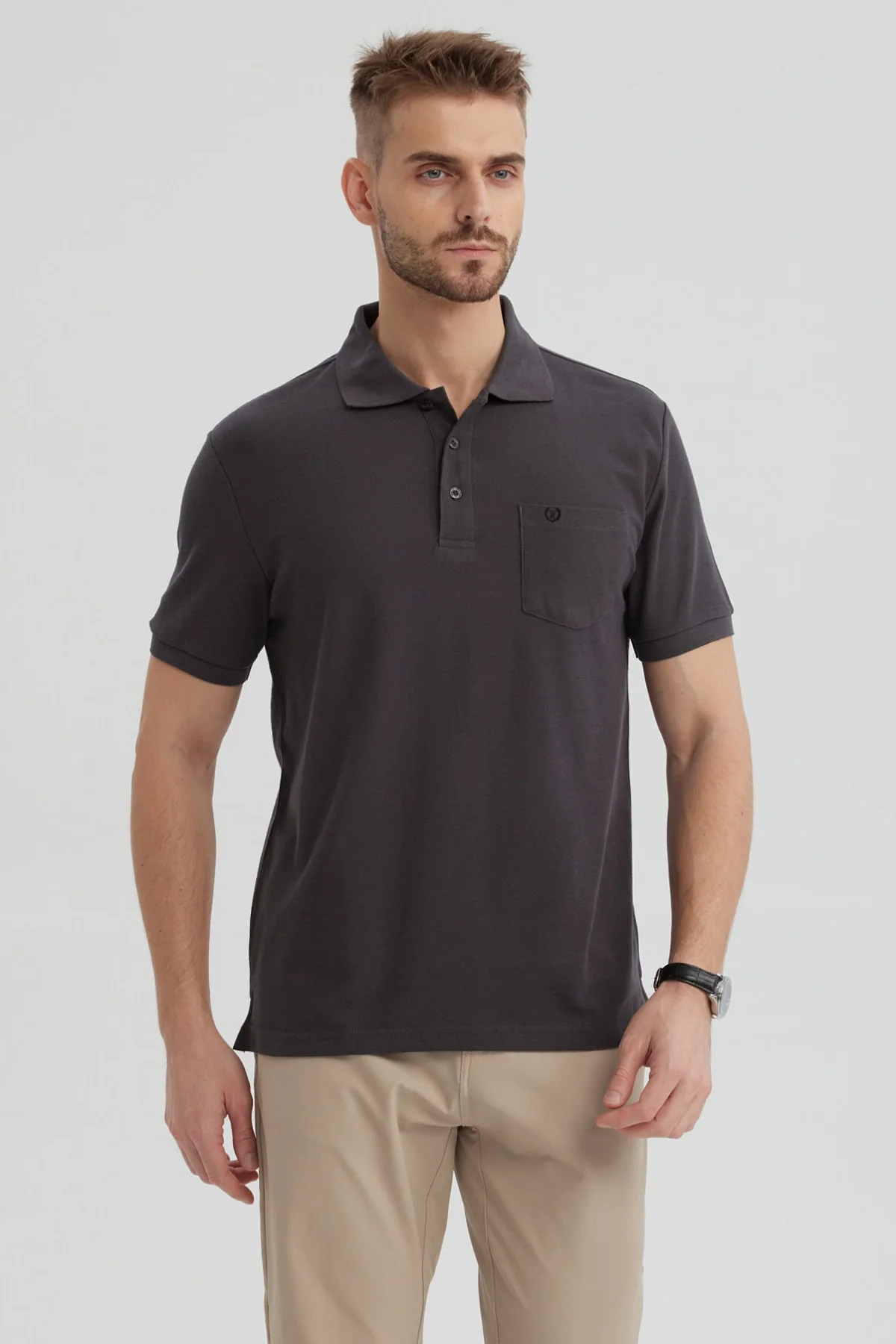 Polera Hombre Pique Básica Lisa Marengo