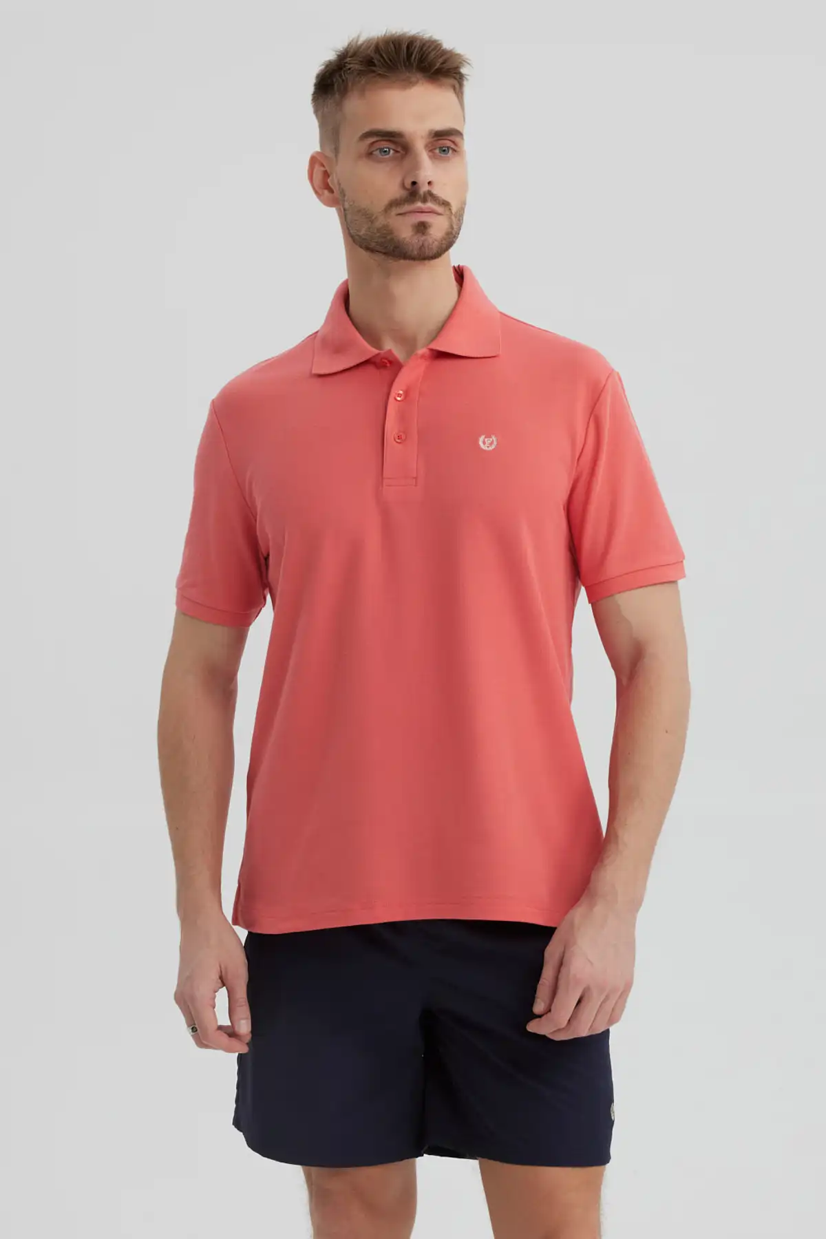 Polera Hombre Pique Básica Lisa Sandía