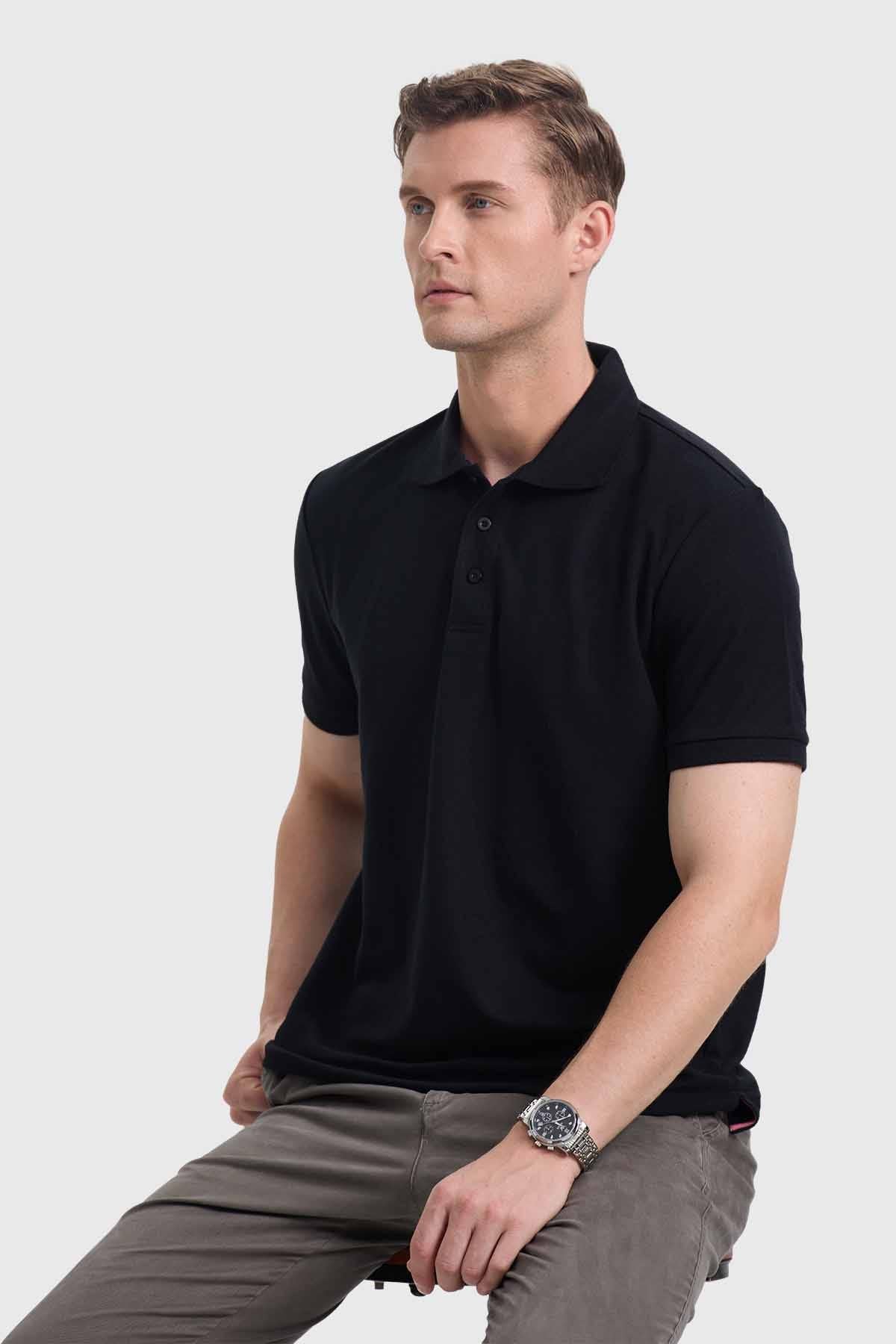 Polera Hombre Piqué Básica Negro - Image 2