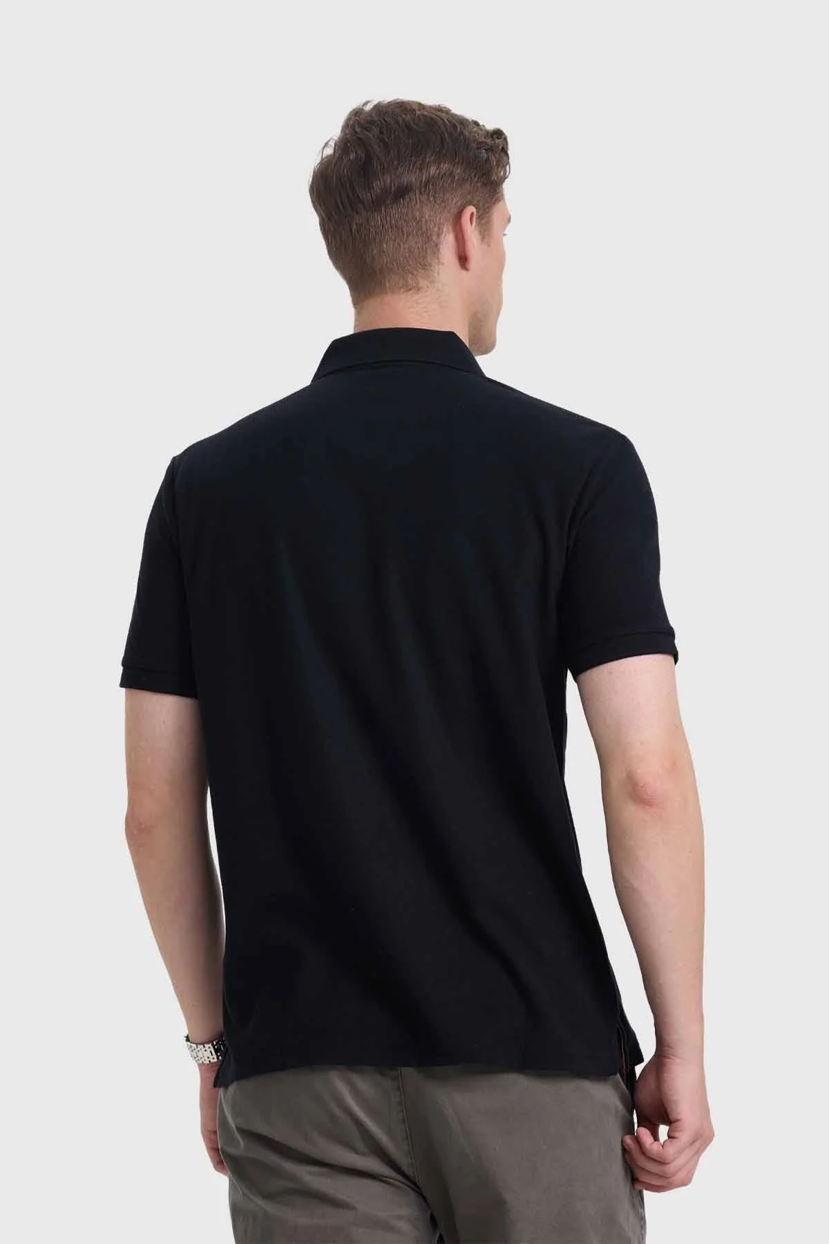 Polera Hombre Piqué Básica Negro - Image 3