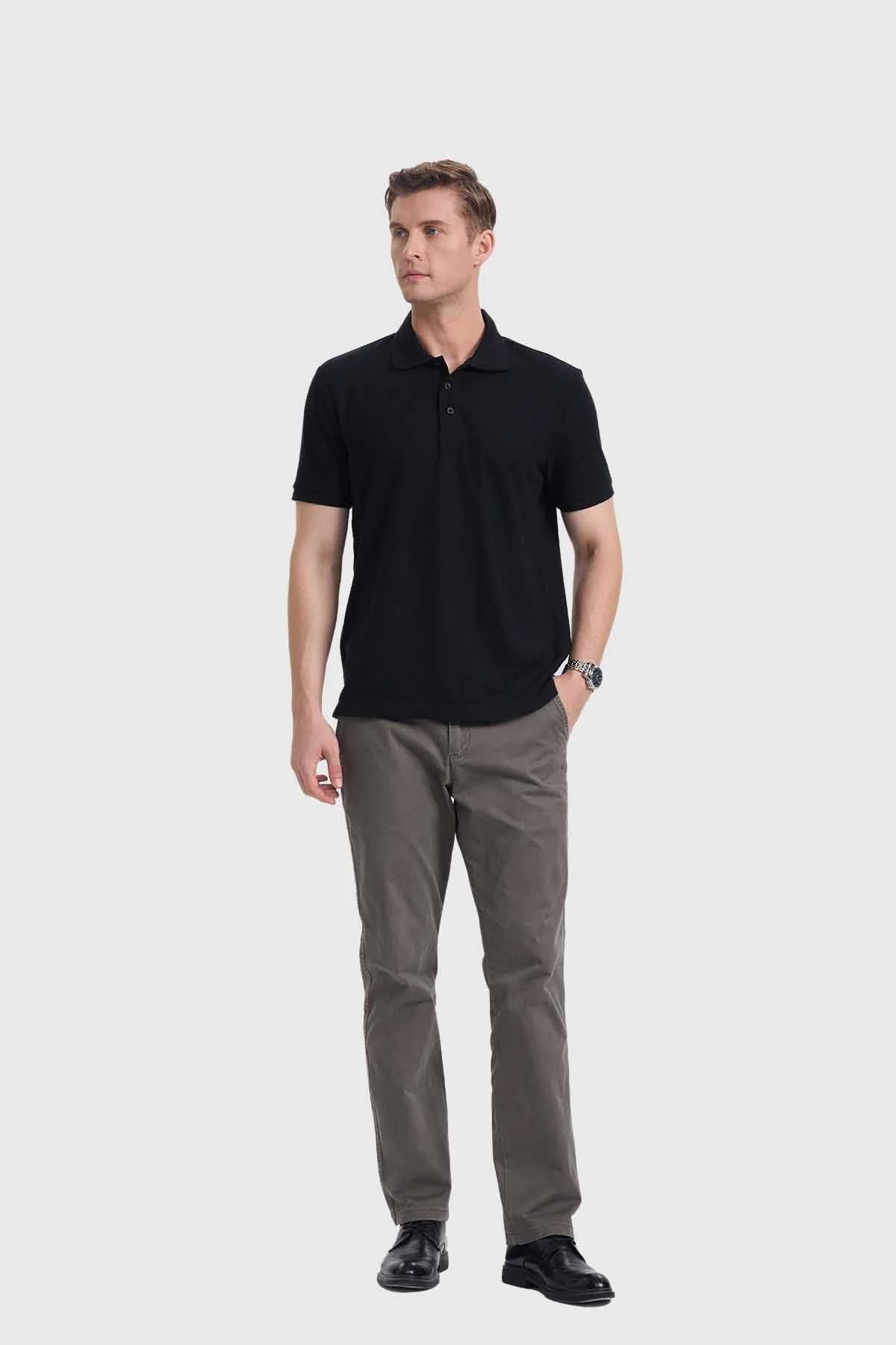 Polera Hombre Piqué Básica Negro - Image 4