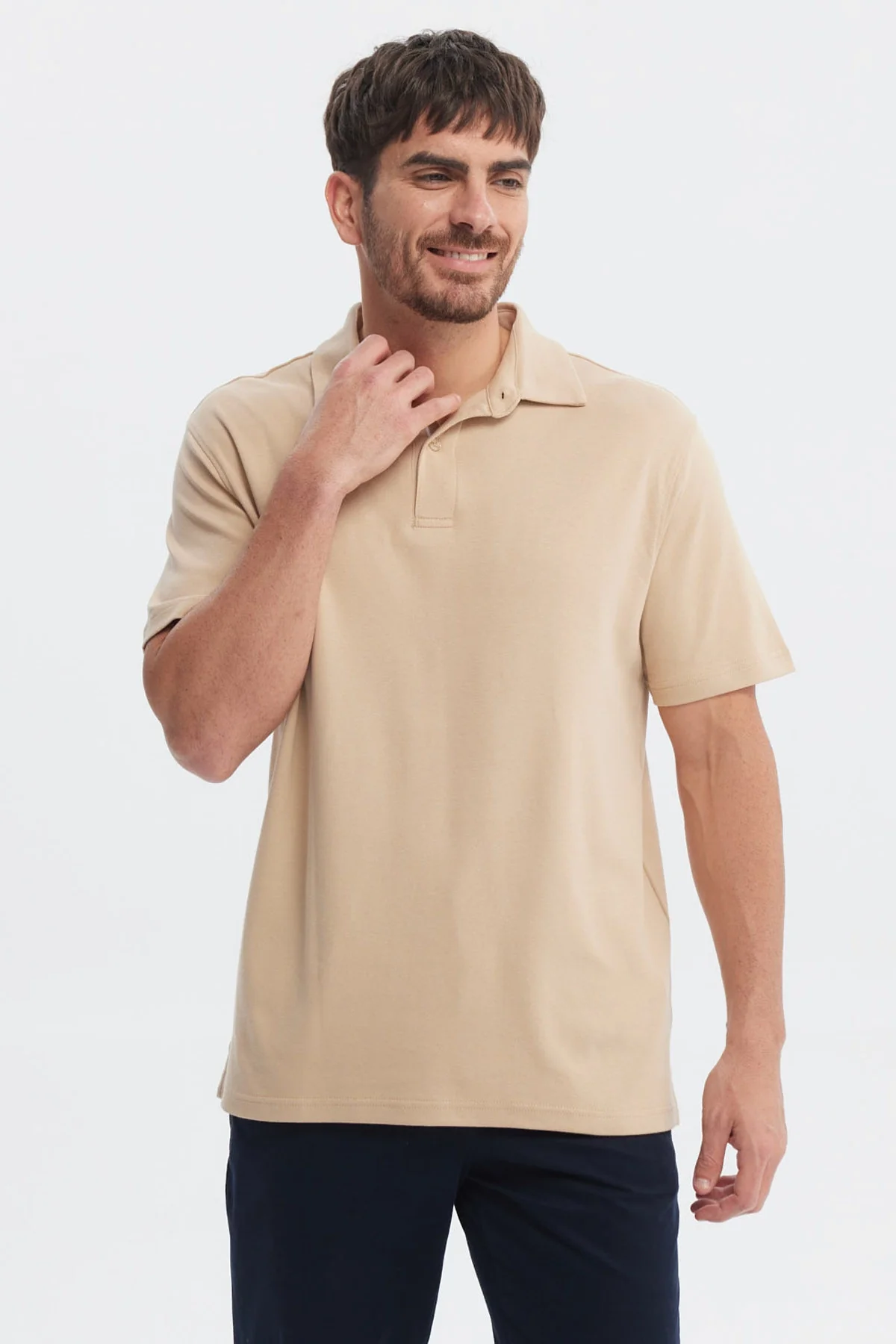 Polera Hombre Polo Lisa Beige
