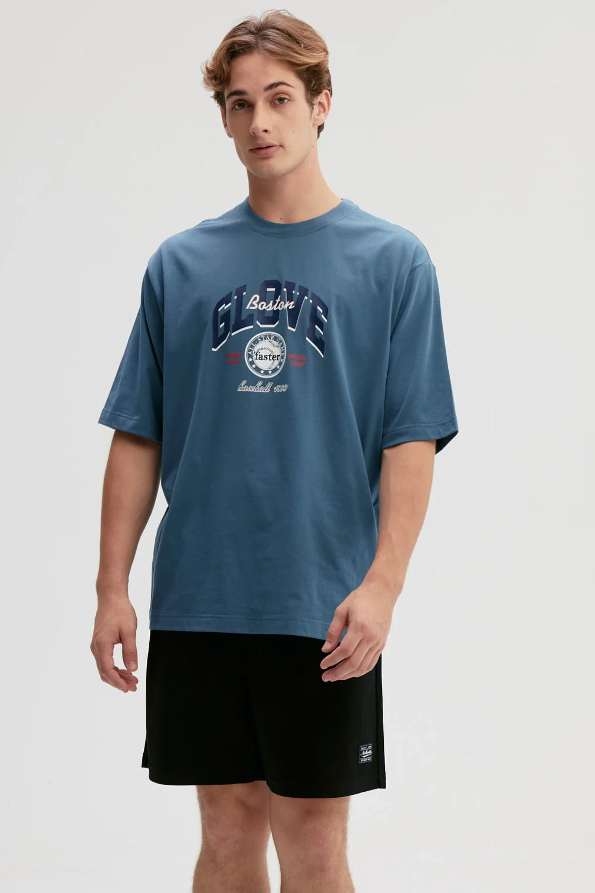Polera Hombre Print Azul Piedra