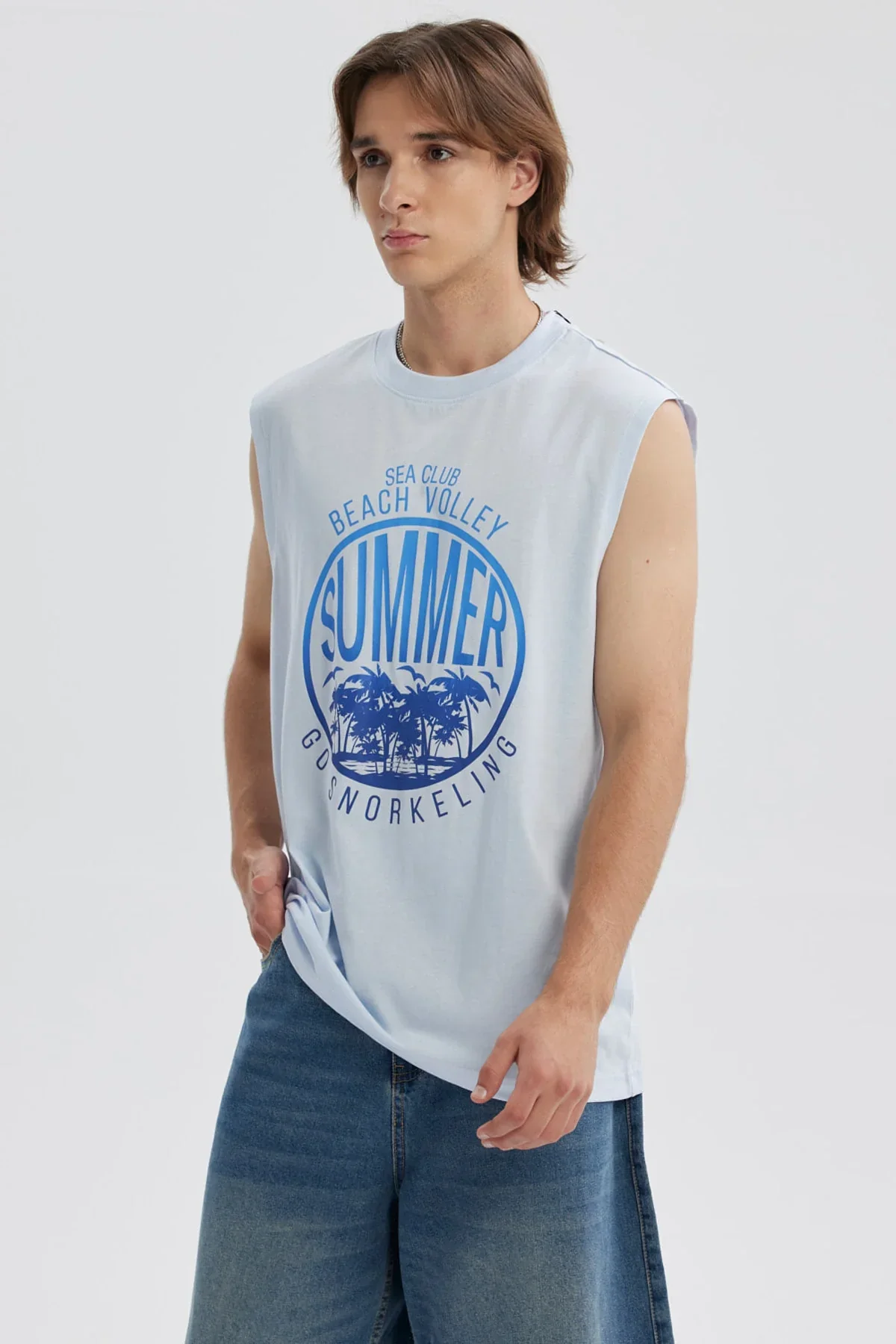Polera Hombre Print Posicional Celeste - Image 2
