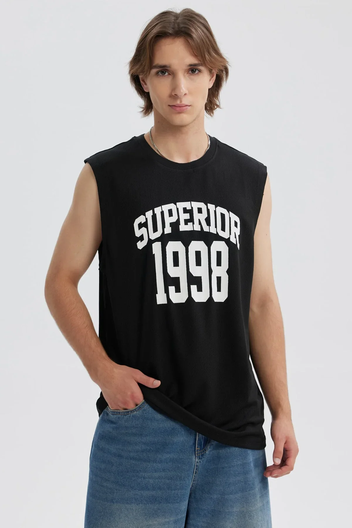 Polera Hombre Print Posicional Negro / Blanco
