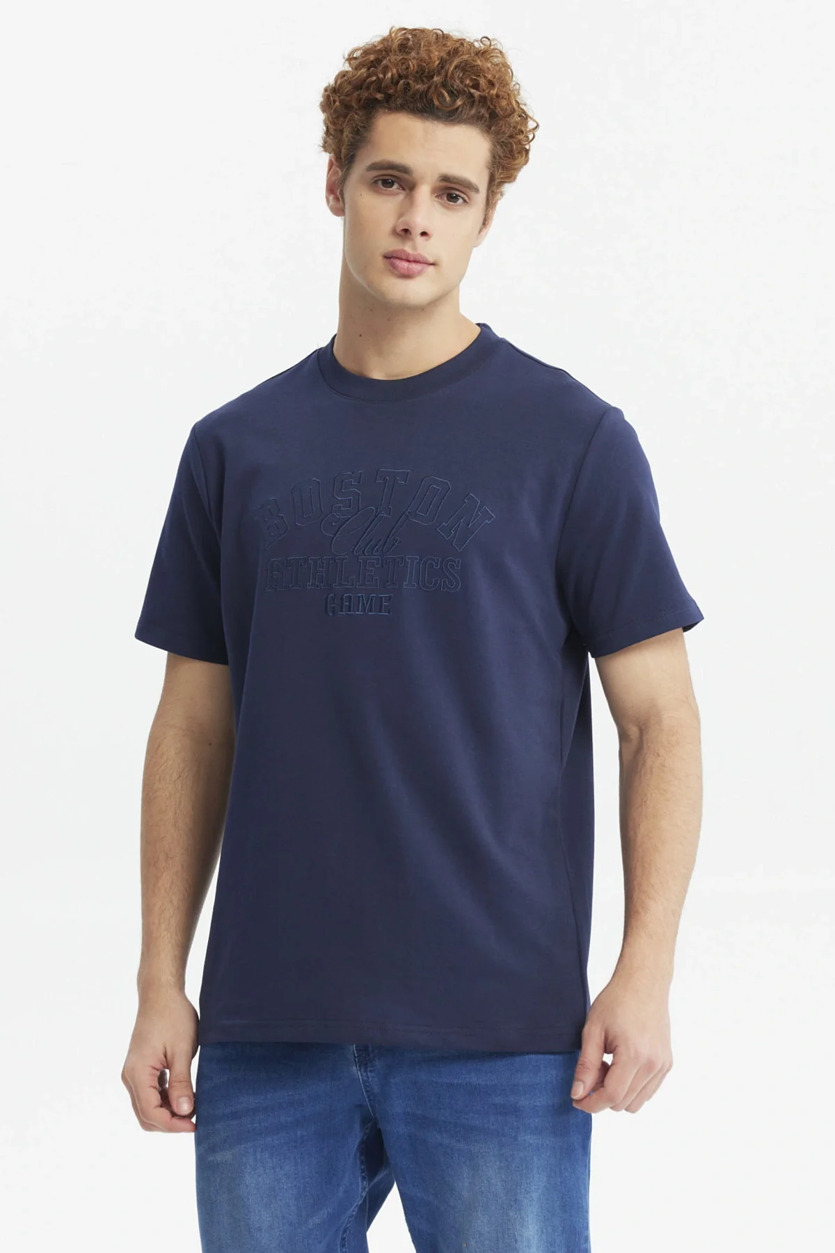 Polera Hombre Regular Print A Tono Azul