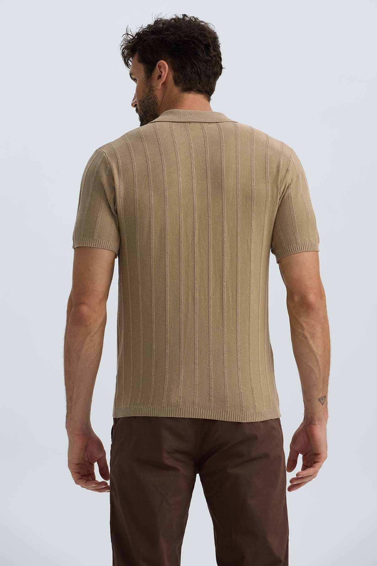 Polera Hombre Tejida Lineas Camel - Image 3