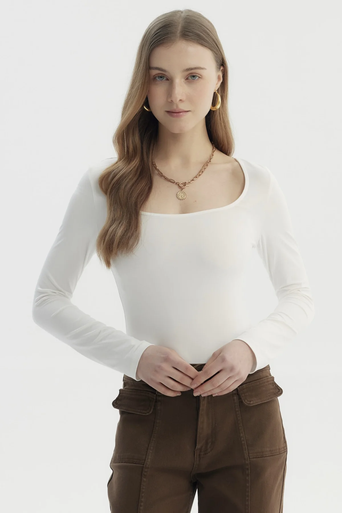 Polera Mujer Ajustado Crudo