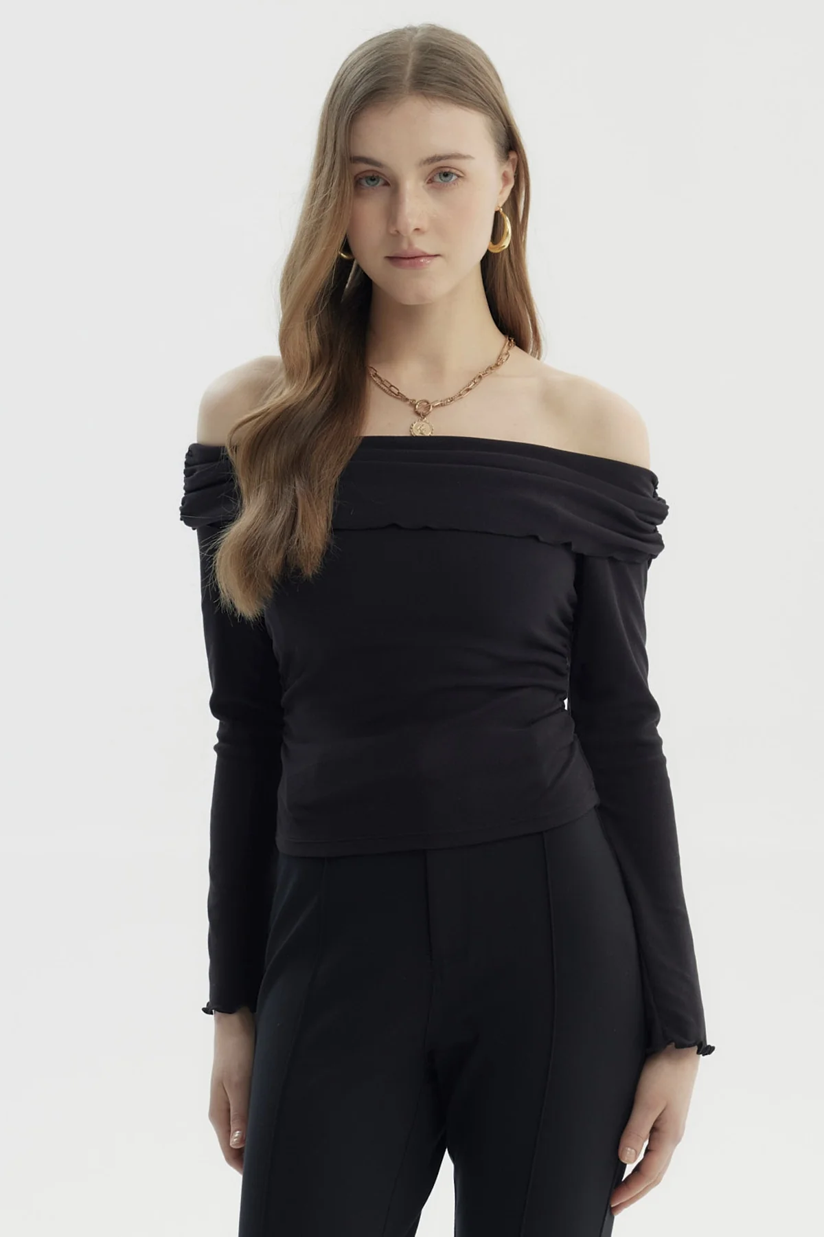 Polera Mujer Asimétrica Hombro Negro