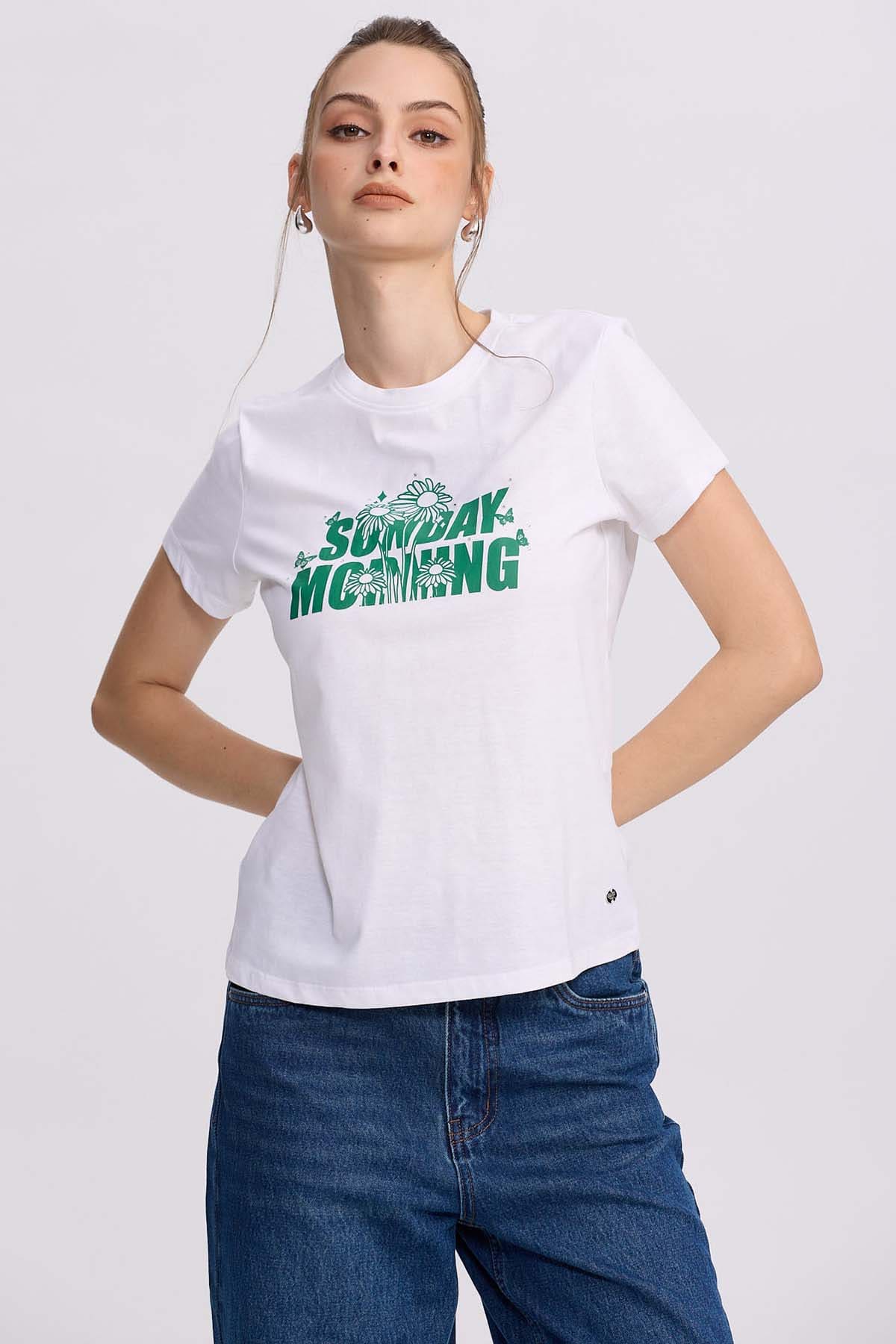 Polera Mujer Básica Print Blanco
