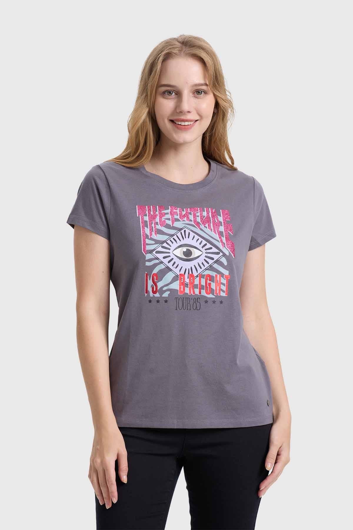 Polera Mujer Básica Print Gris