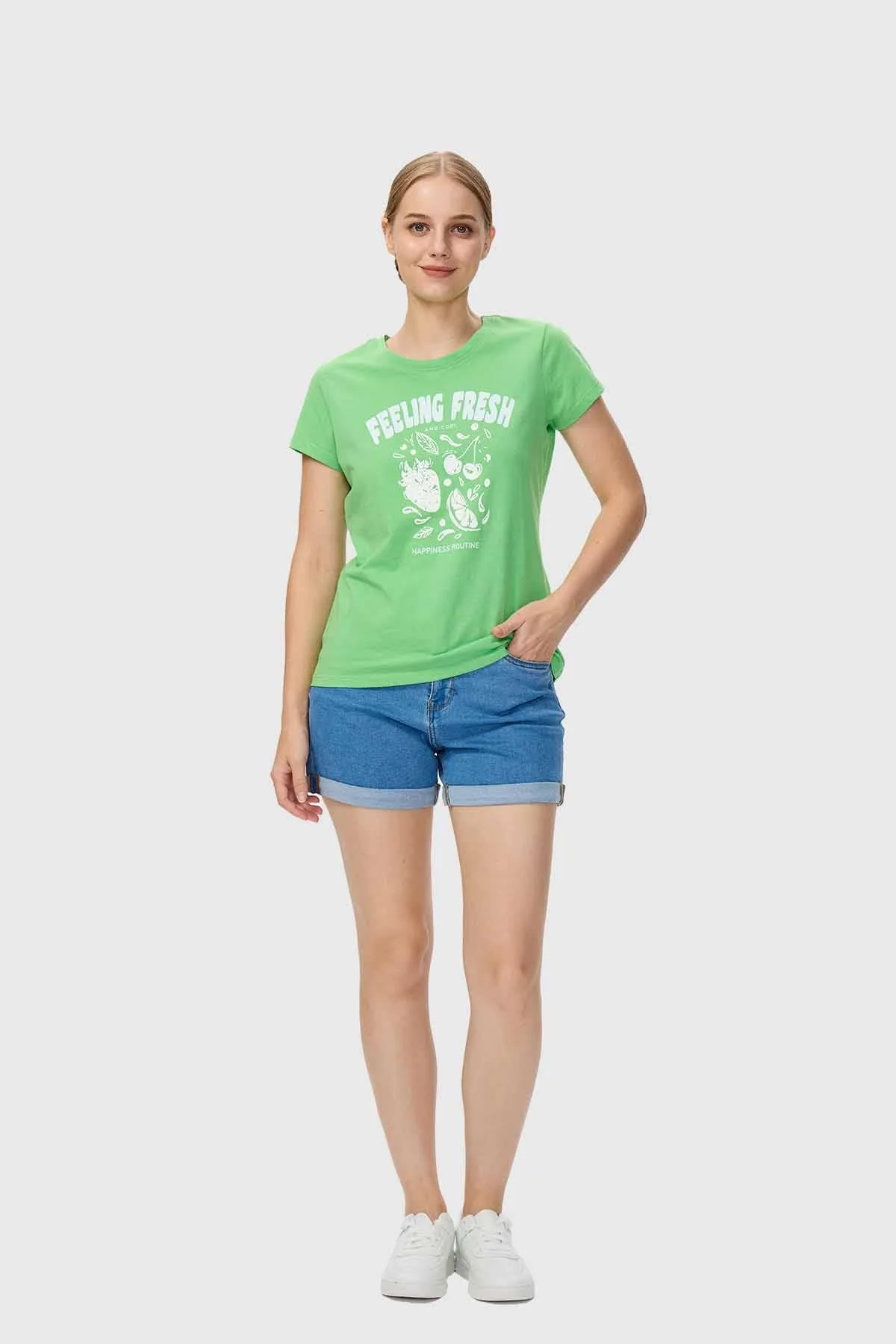 Polera Mujer Básica Print Verde Menta - Image 4
