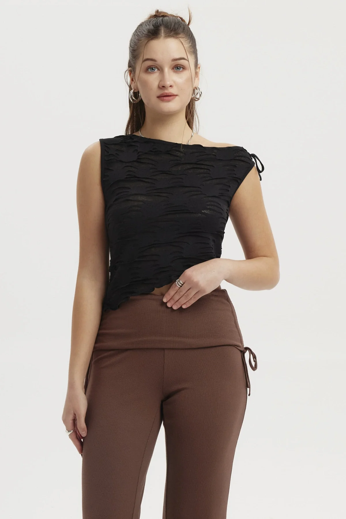 Polera Mujer Basta Asimétrica Negro