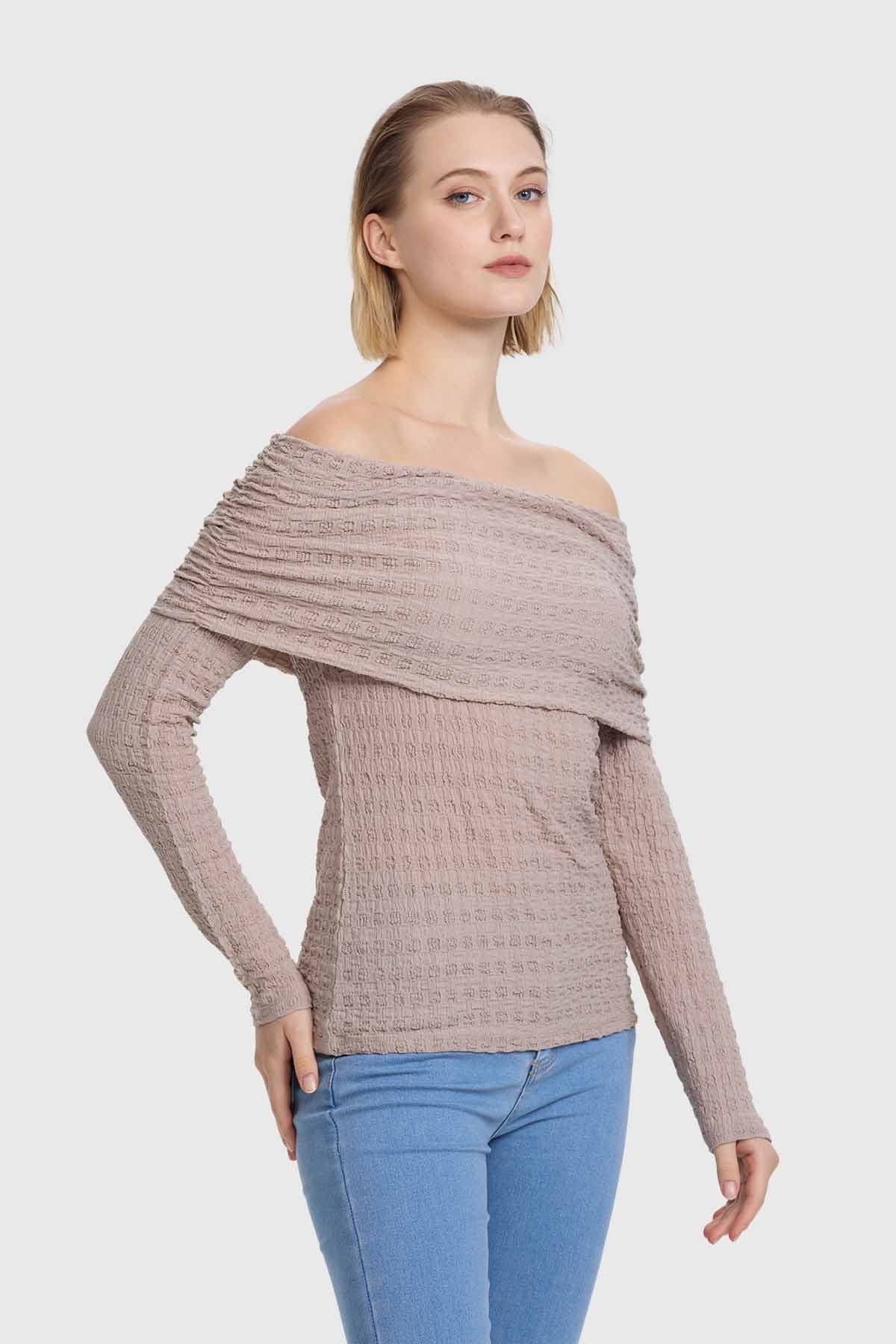 Polera Mujer C/Bardot Doblado Arena - Image 2