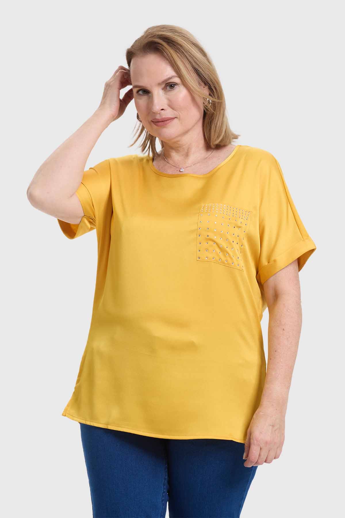 Polera Mujer Con Bolsillo Amarillo - Image 2