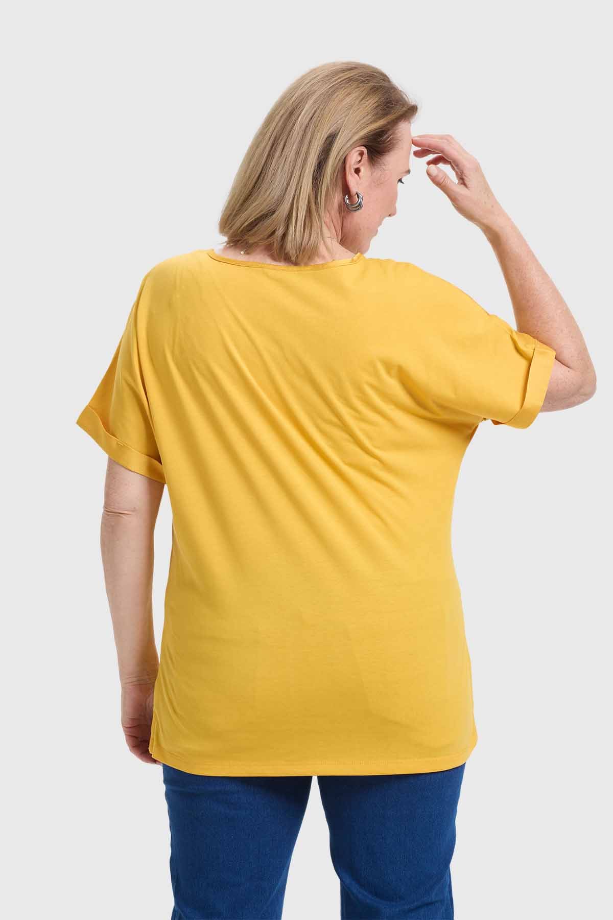 Polera Mujer Con Bolsillo Amarillo - Image 3